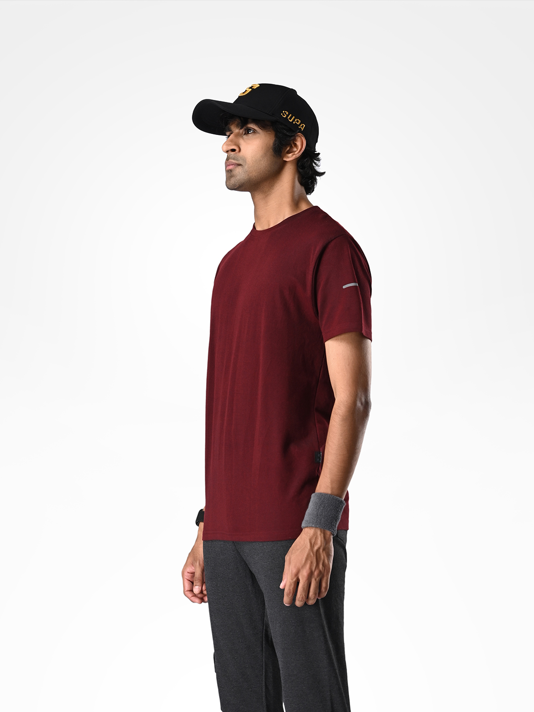 Supa Sustainable Core Maroon Melange Polycotton T-shirt (2)