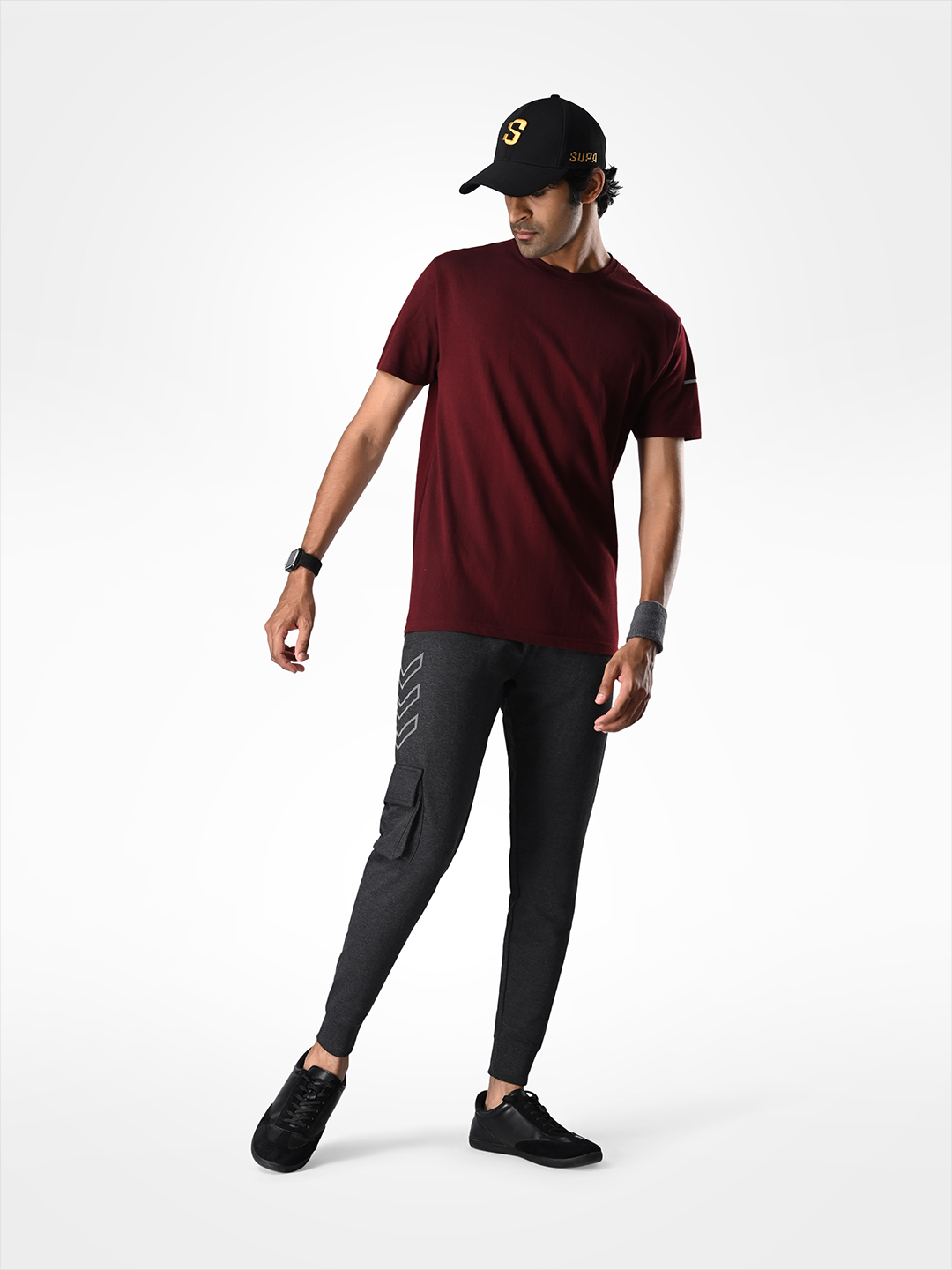 Supa Sustainable Core Maroon Melange Polycotton T-shirt (8)