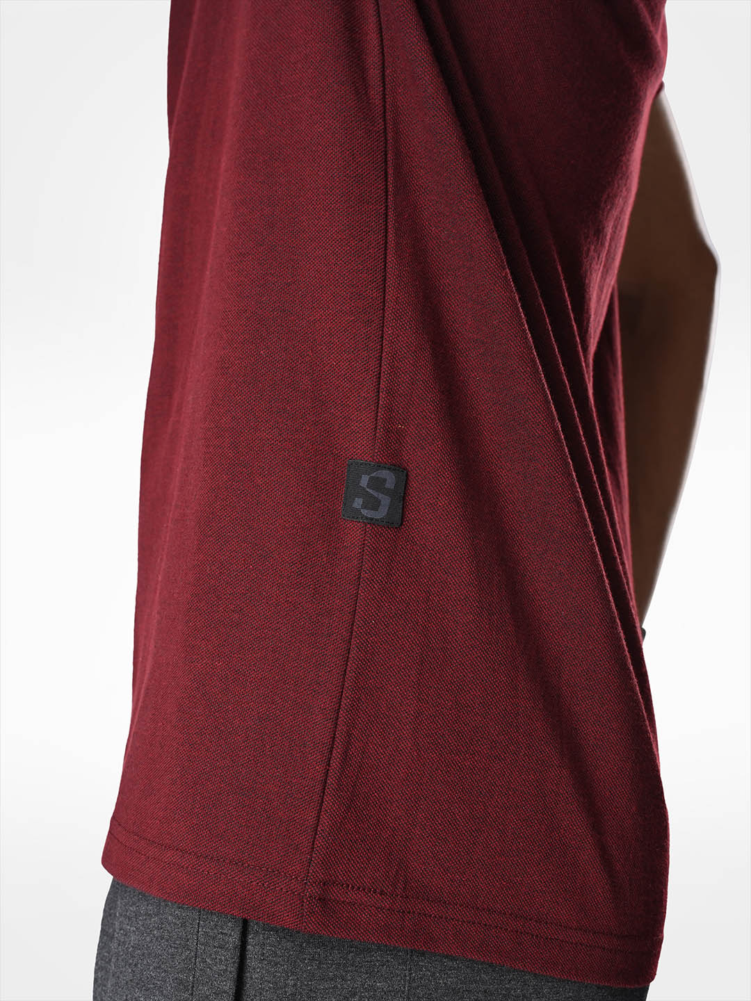 Supa Sustainable Core Maroon Melange Polycotton T-shirt (7)