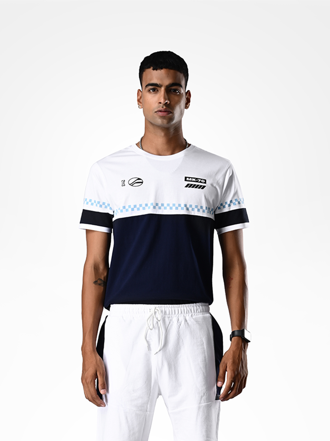 Supa White and Navy Blue Reflective Shorts (7)
