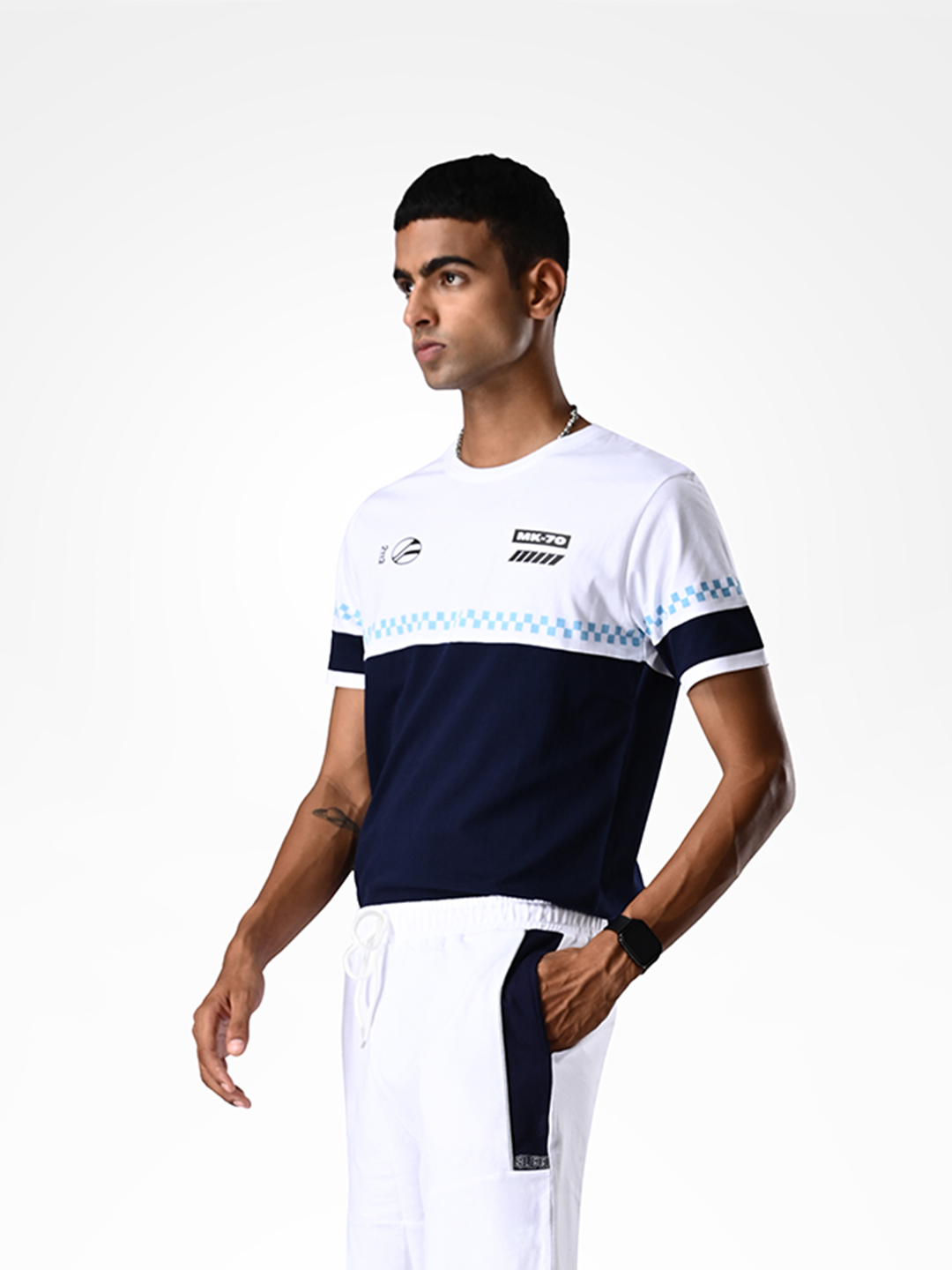 Supa White and Navy Blue Reflective Shorts (5)