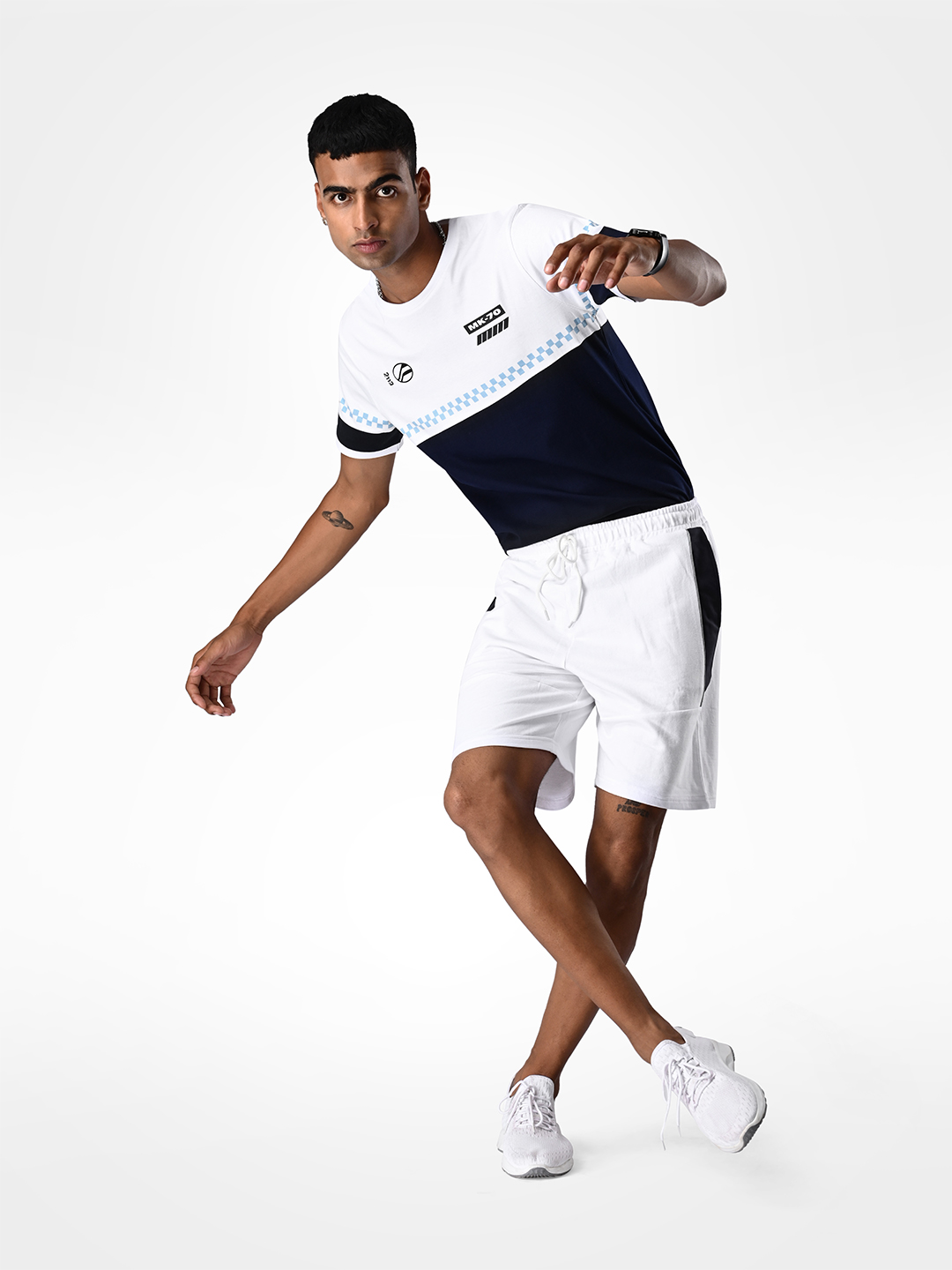 Supa White and Navy Blue Reflective Shorts (9)