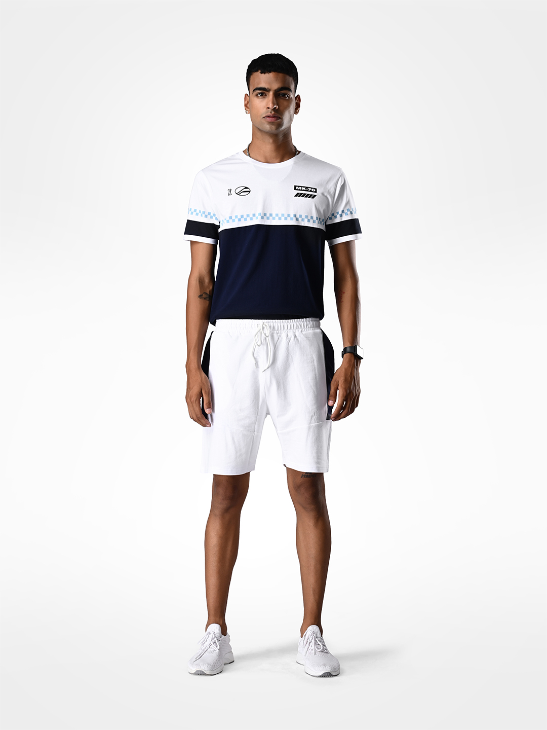 Supa White and Navy Blue Reflective Shorts (6)