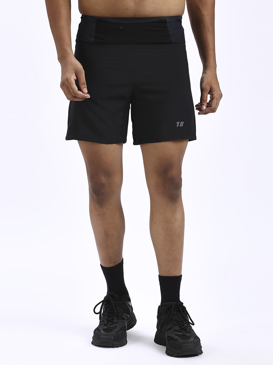 T10 Men Black Solid Mid-Rise Ultra Shorts for Workout and Running, Lightweight and Breathable, Moisture-Wicking, Quick-D