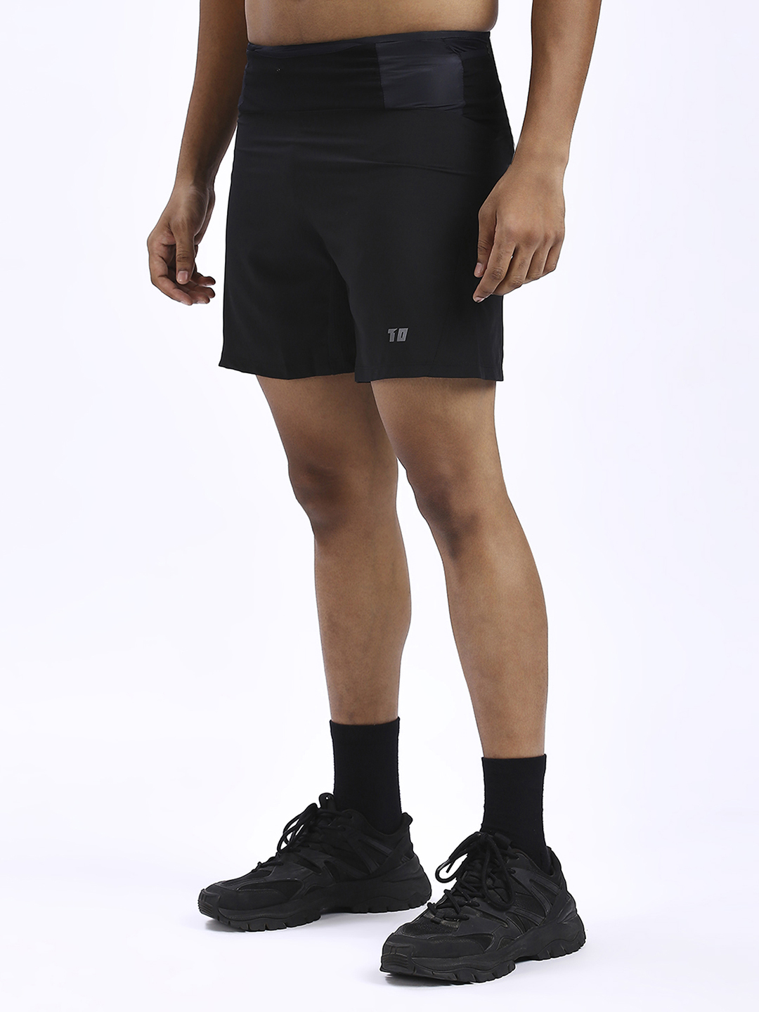 T10 Men Black Solid Mid-Rise Ultra Shorts for Workout and Running, Lightweight and Breathable, Moisture-Wicking, Quick-D (2)