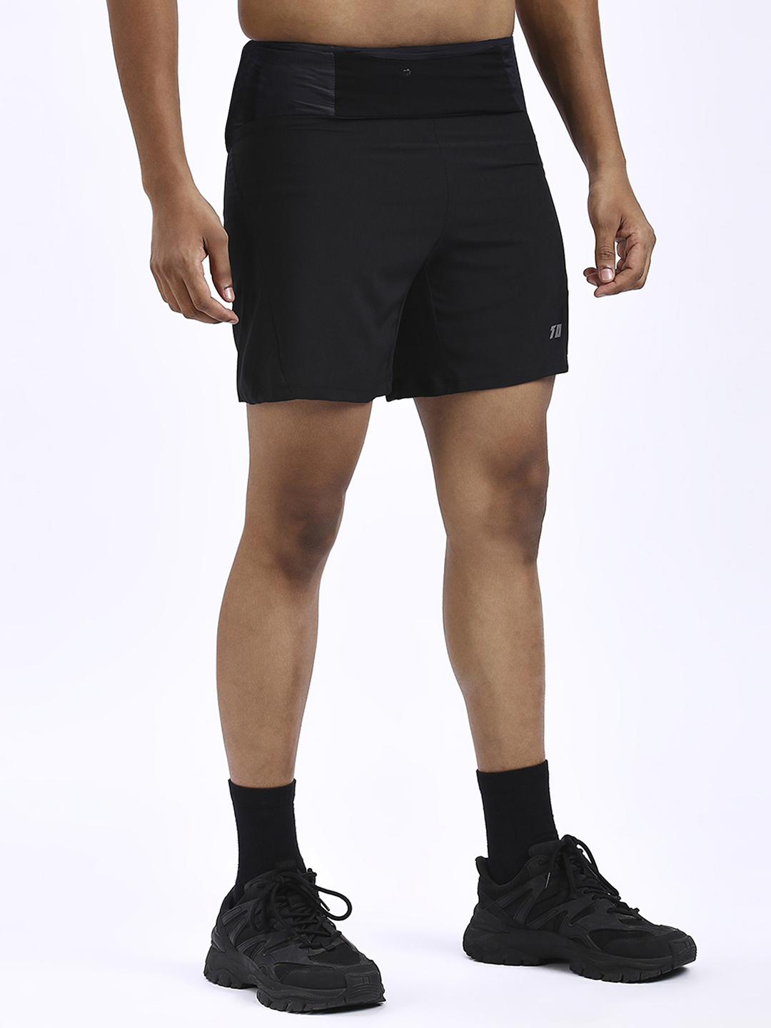 T10 Men Black Solid Mid-Rise Ultra Shorts for Workout and Running, Lightweight and Breathable, Moisture-Wicking, Quick-D (3)