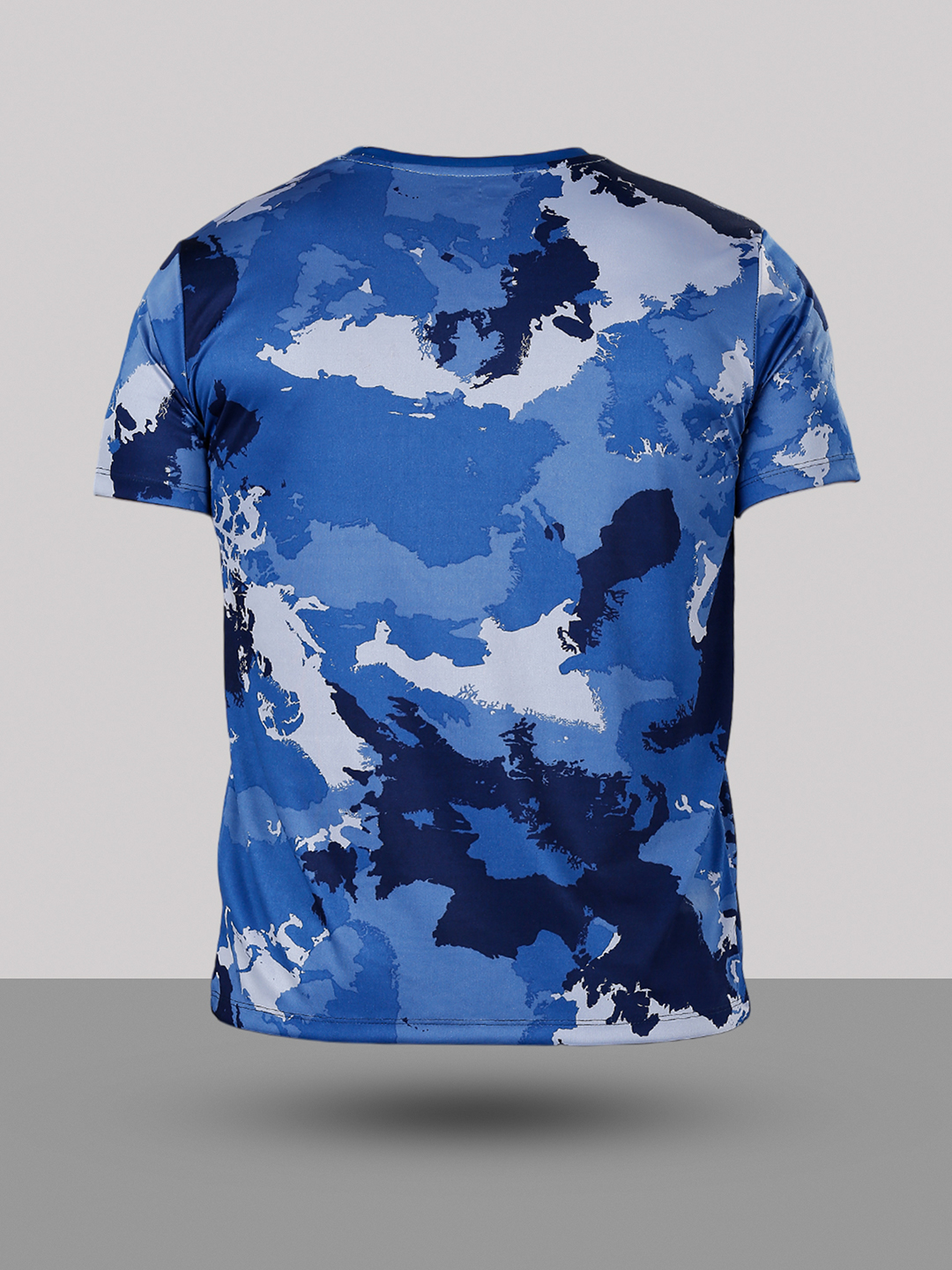 T10 Men Blue Camo Printed Half Sleeves Round Neck Polyester T-Shirt for Comfort and Performance Wear, Lightweight and Br (9)