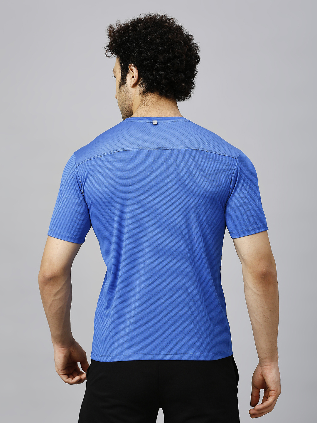 T10 Men Blue Soild Half Sleeves Round Neck Polyester T-Shirt for Comfort and Performance Wear, Lightweight and Breathabl (4)
