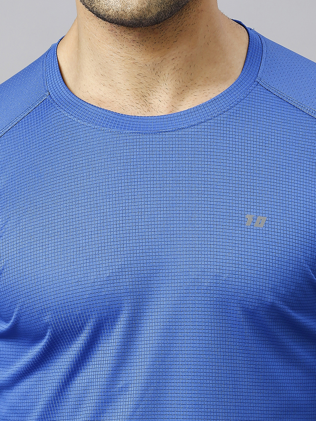 T10 Men Blue Soild Half Sleeves Round Neck Polyester T-Shirt for Comfort and Performance Wear, Lightweight and Breathabl (7)