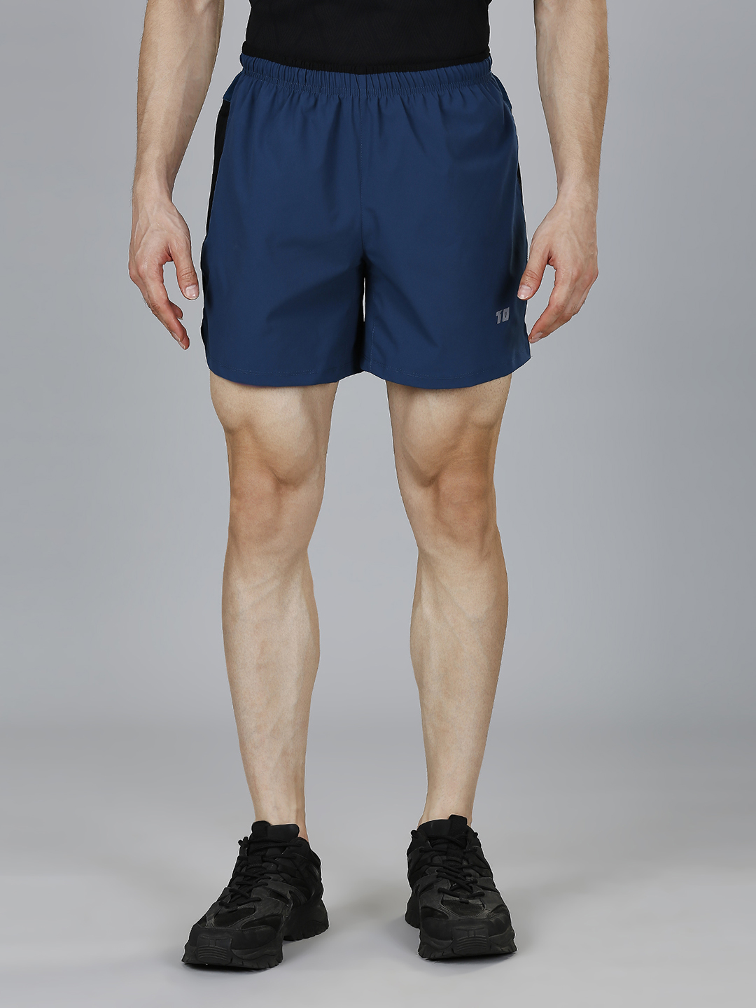 Men Dark Teal Solid Mid-Rise Performance Shorts for Workout and Running, Lightweight and Breathable, Moisture-Wicking, Q