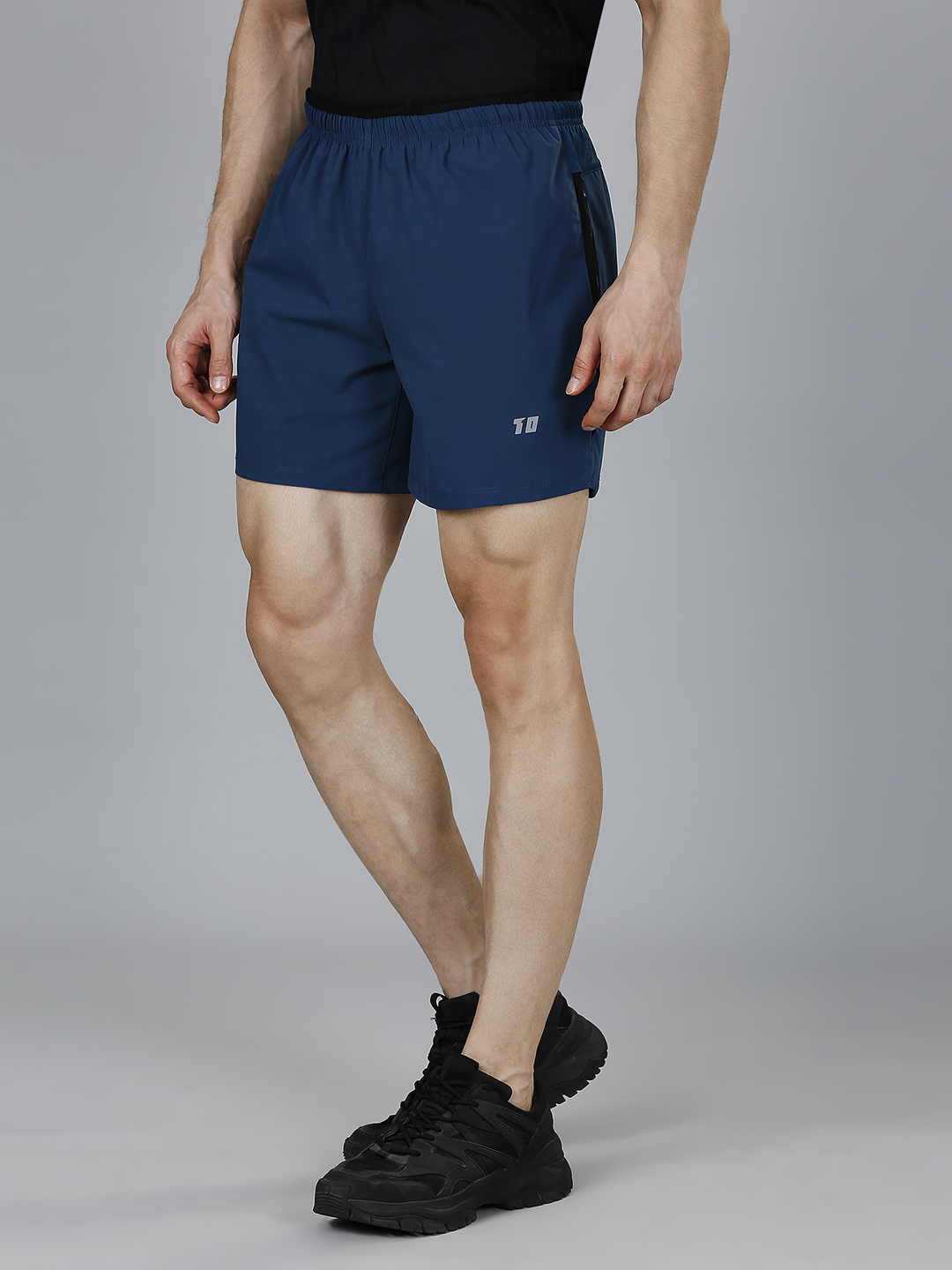 T10 Men Dark Teal Solid Mid-Rise Performance Shorts for Workout and Running, Lightweight and Breathable, Moisture-Wickin (2)