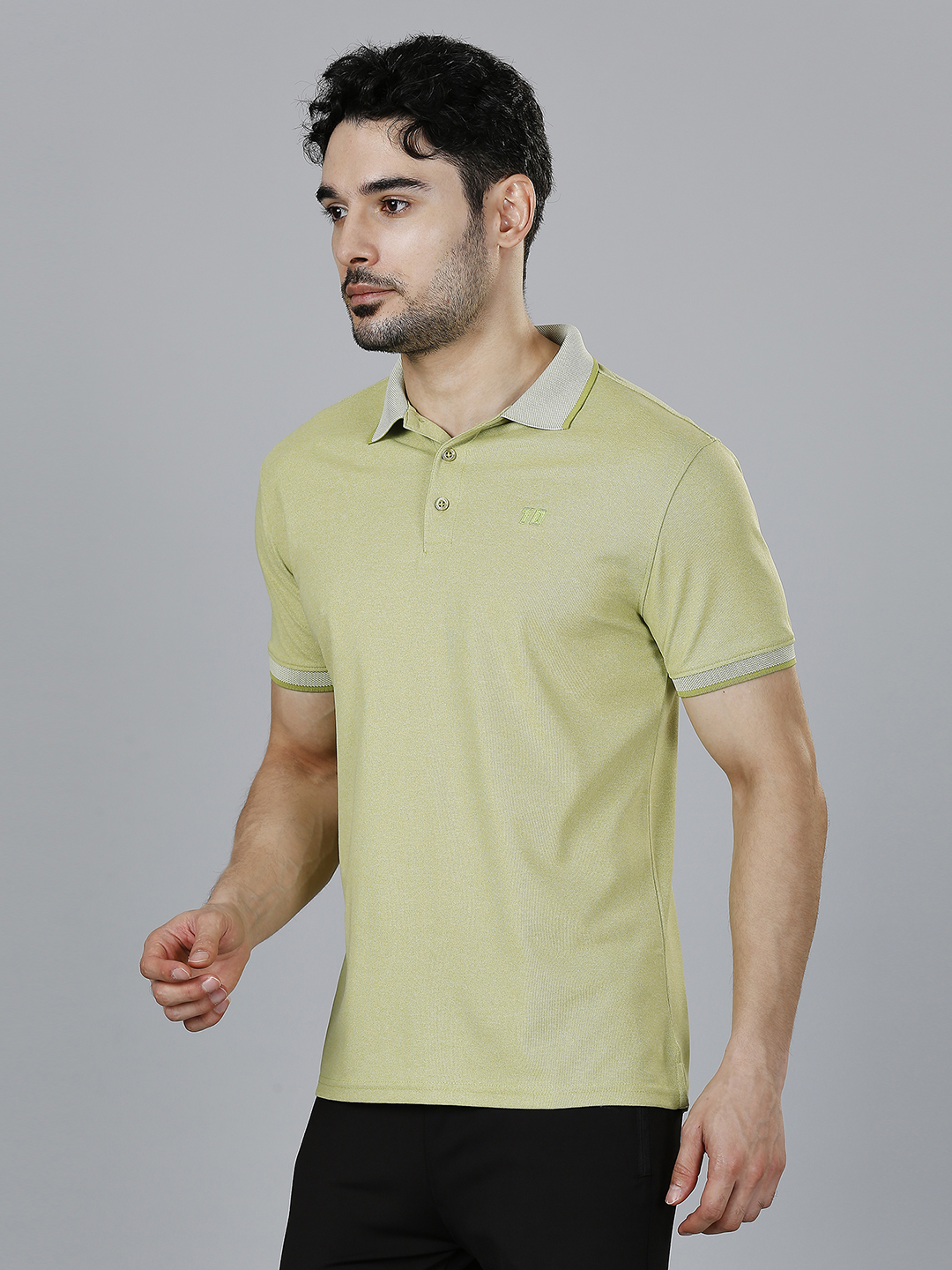 T10 Men Green Solid Half Sleeves Leisure Polo Collar T-Shirt, Premium Jacquard Fabric, Soft Touch (2)