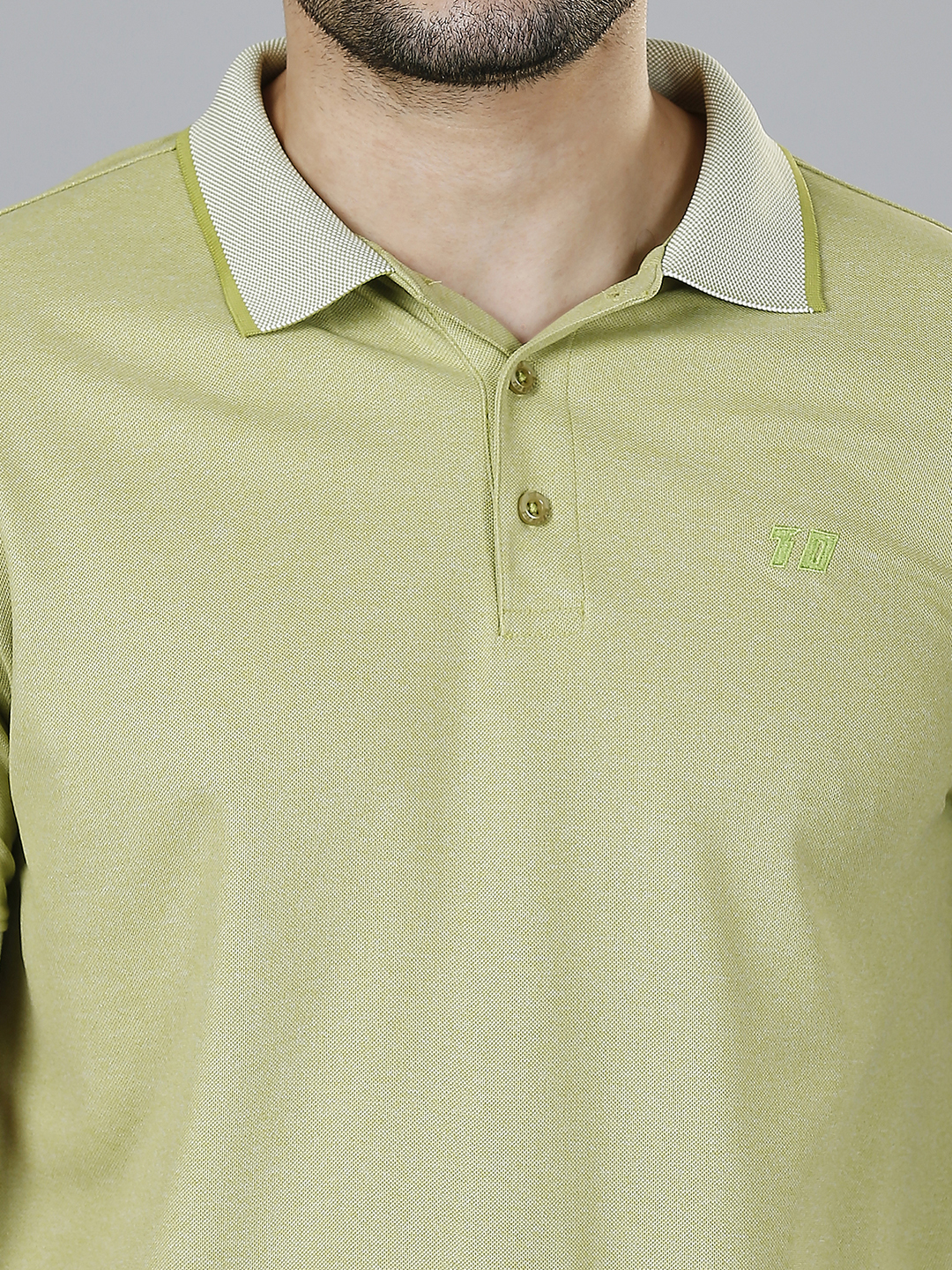 T10 Men Green Solid Half Sleeves Leisure Polo Collar T-Shirt, Premium Jacquard Fabric, Soft Touch (5)