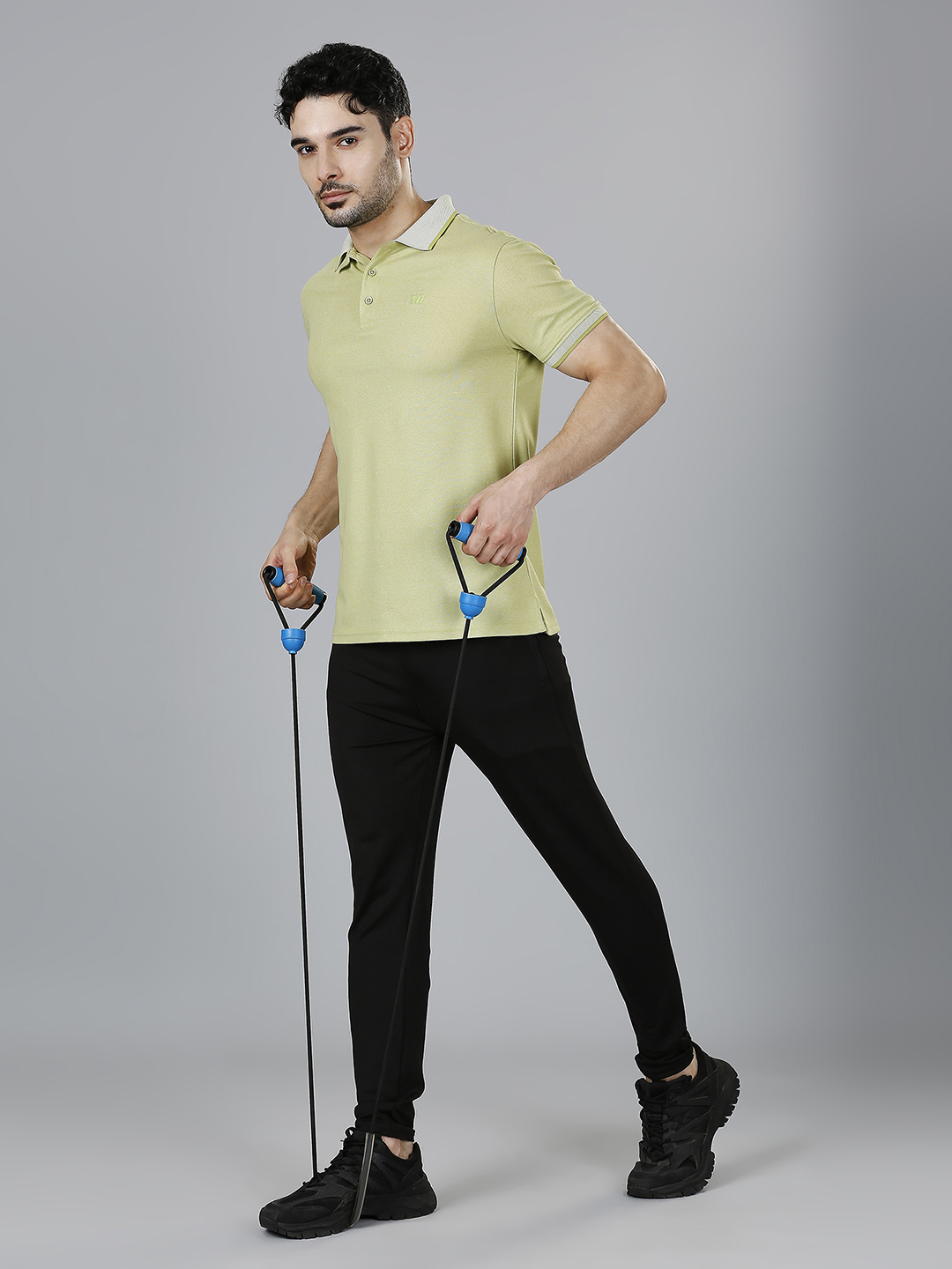 T10 Men Green Solid Half Sleeves Leisure Polo Collar T-Shirt, Premium Jacquard Fabric, Soft Touch (7)