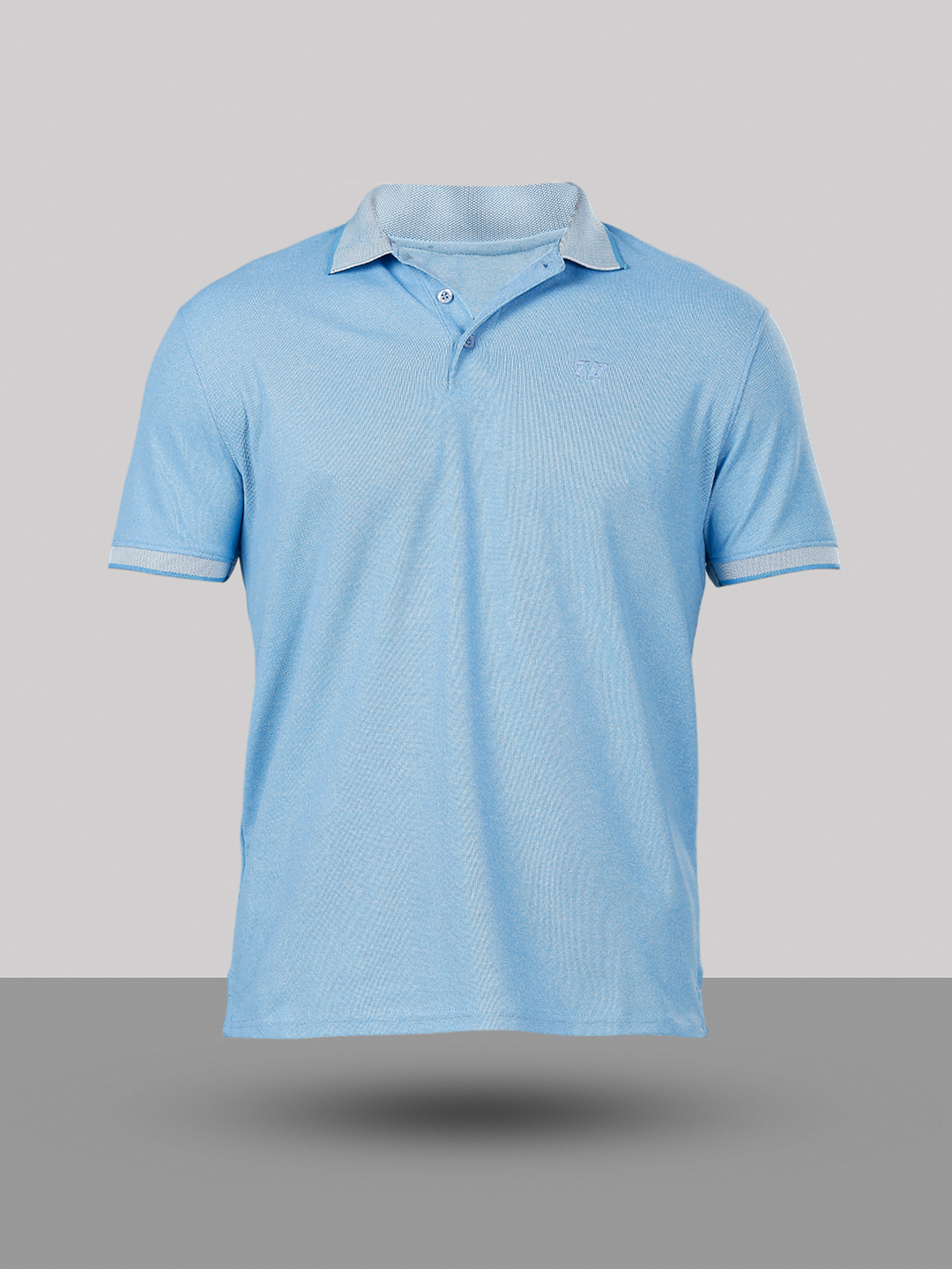 T10 Men Ice-Blue Solid Half Sleeves Leisure Polo Collar T-Shirt, Premium Jacquard Fabric, Soft Touch (8)