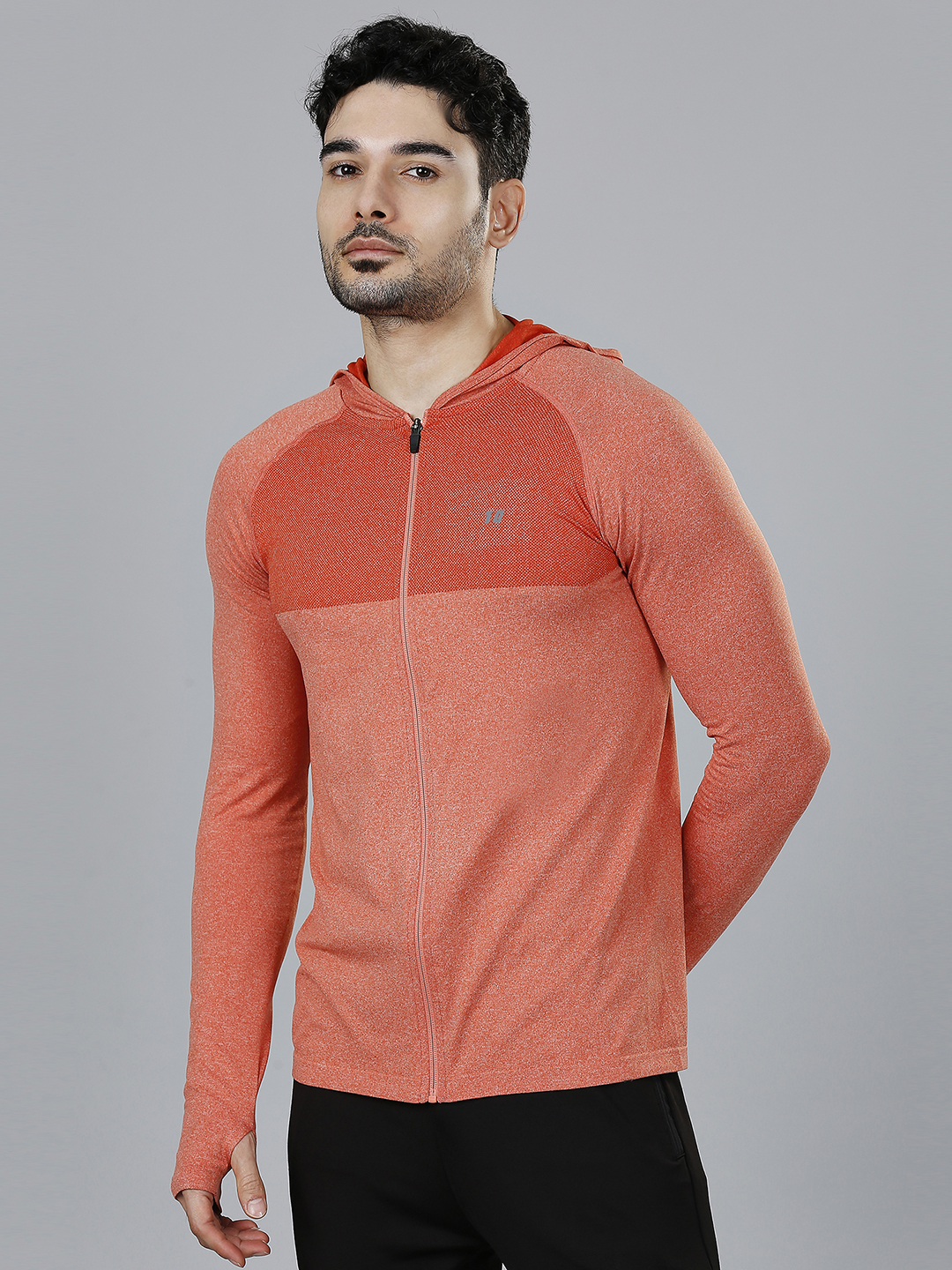 T10 Men Orange Hoodie, Full Sleeves, Soft Touch, Lightweight and Breathable, Seamless Construction, Soft and Comfortable (1)