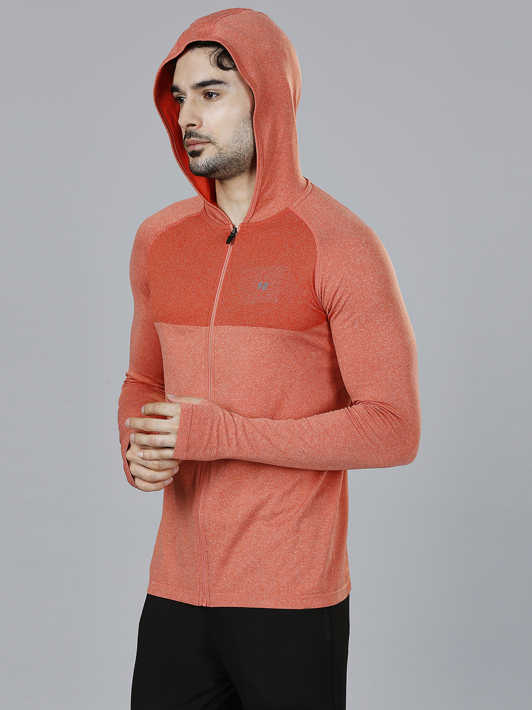 T10 Men Orange Hoodie, Full Sleeves, Soft Touch, Lightweight and Breathable, Seamless Construction, Soft and Comfortable (2)