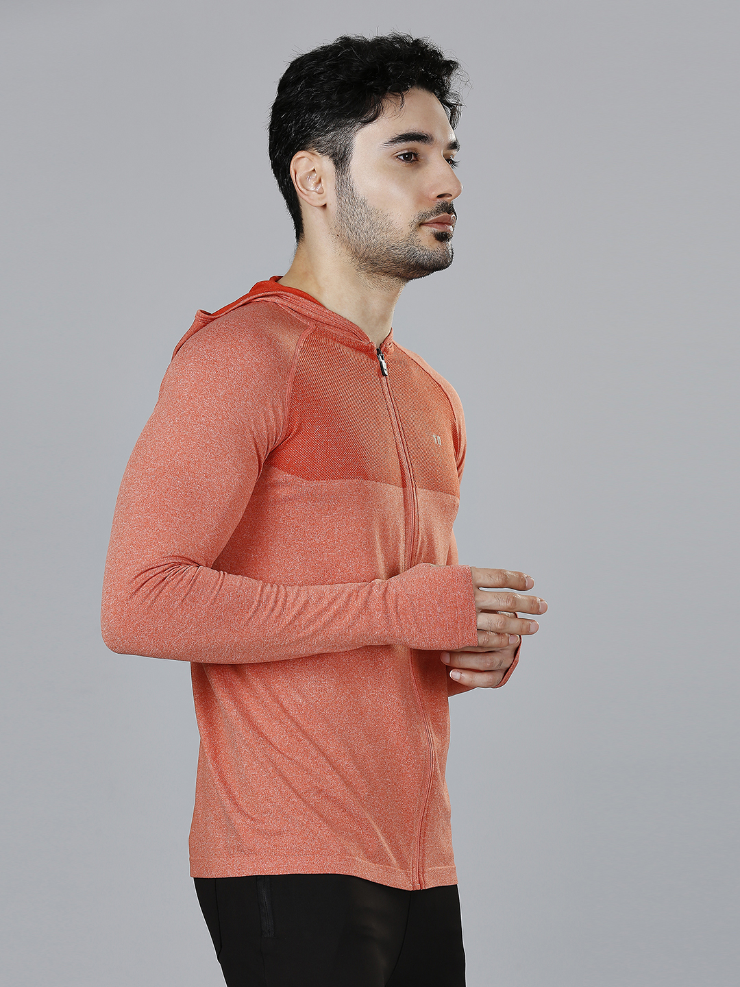 T10 Men Orange Hoodie, Full Sleeves, Soft Touch, Lightweight and Breathable, Seamless Construction, Soft and Comfortable (3)