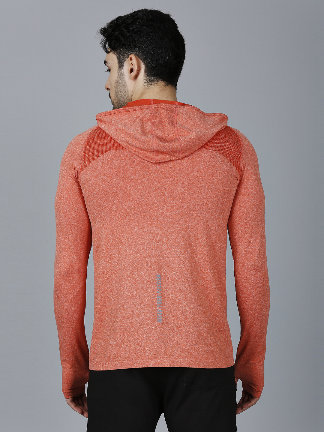 T10 Men Orange Hoodie, Full Sleeves, Soft Touch, Lightweight and Breathable, Seamless Construction, Soft and Comfortable (4)