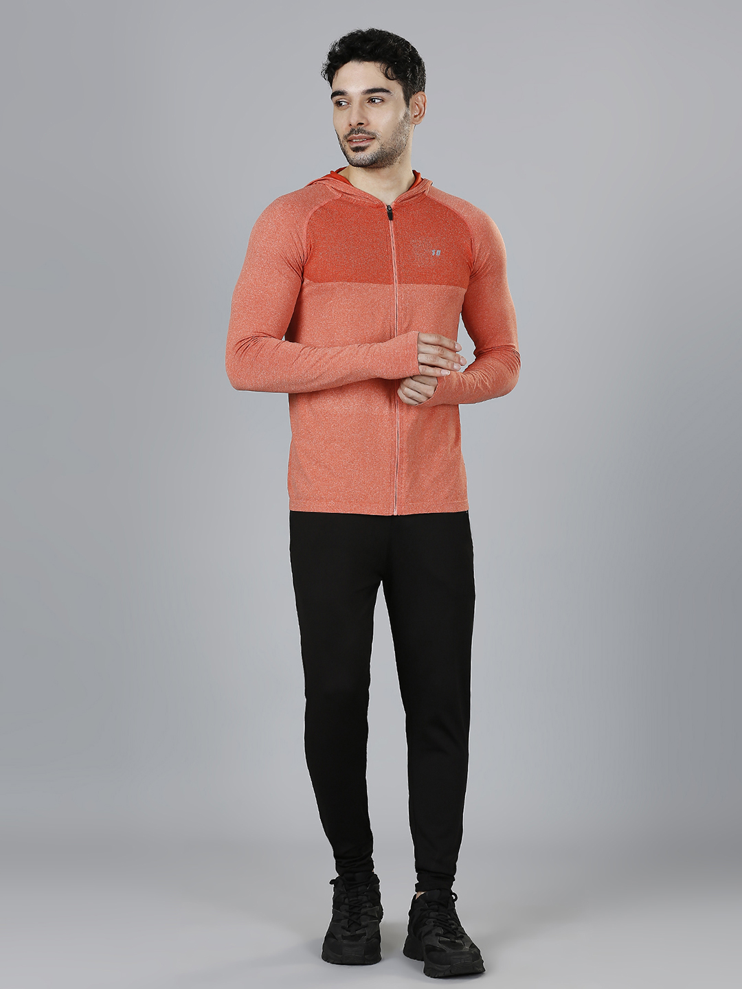 T10 Men Orange Hoodie, Full Sleeves, Soft Touch, Lightweight and Breathable, Seamless Construction, Soft and Comfortable (6)
