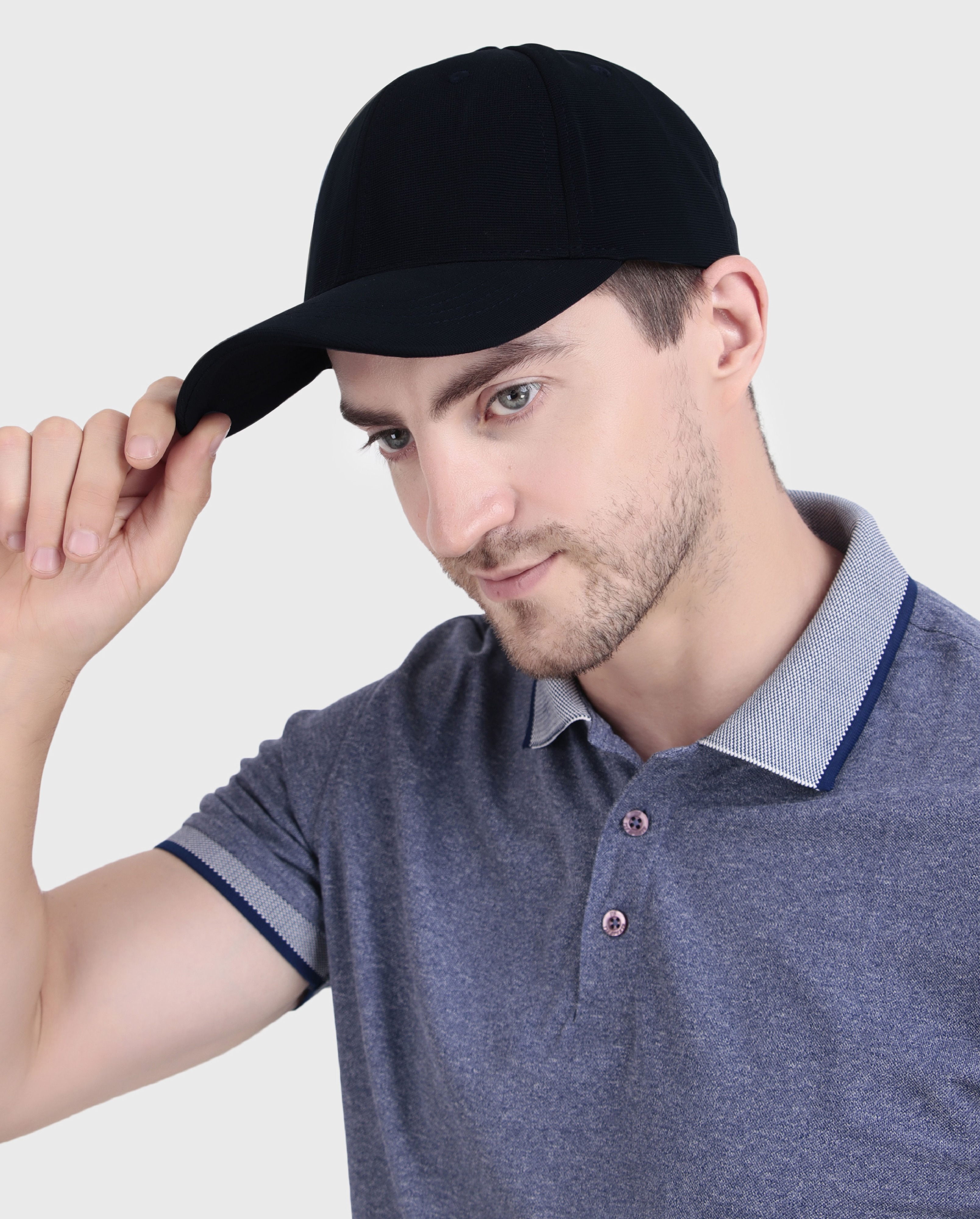 Unisex Black Solid Adjustable Closure Cotton Baseball Cap 