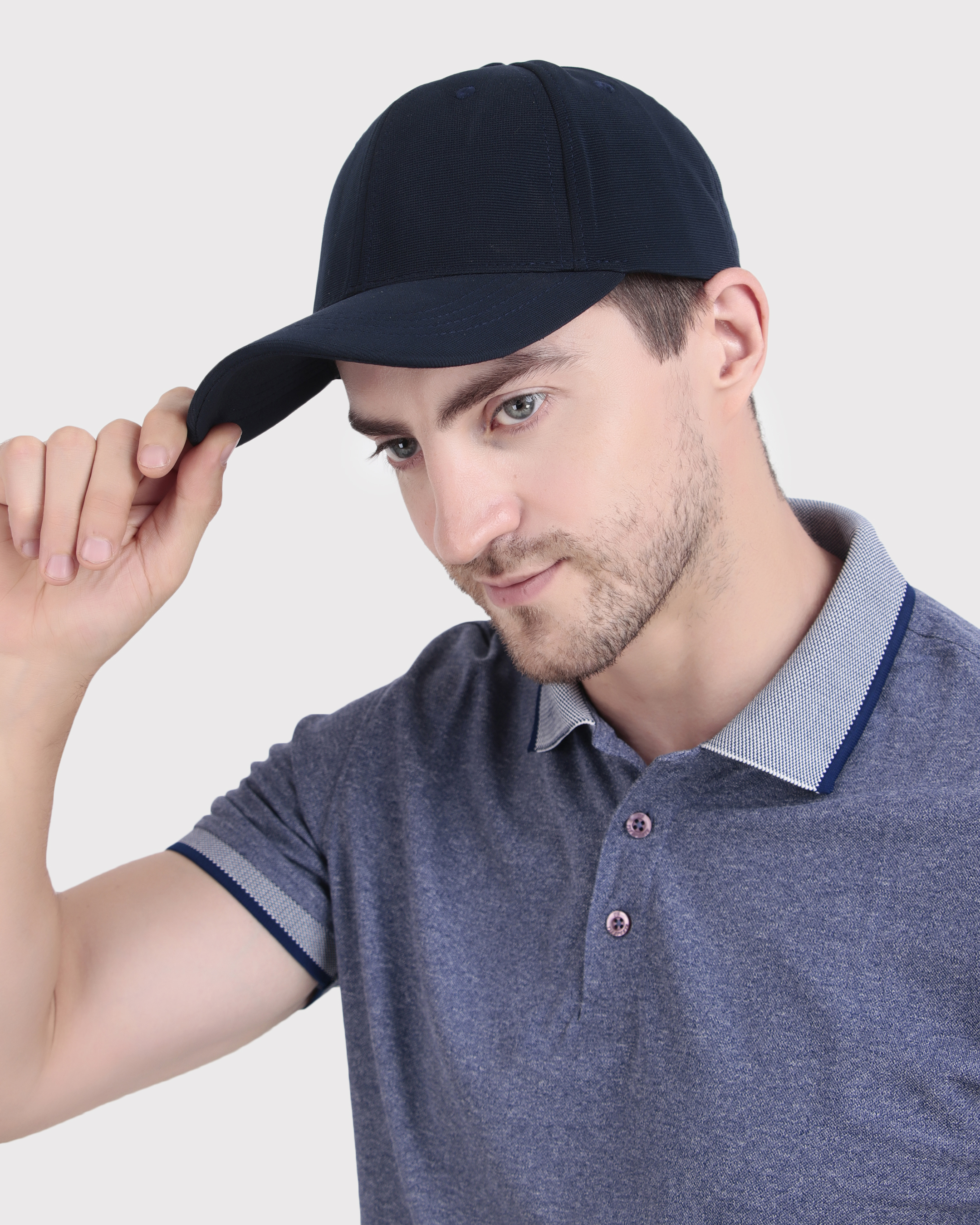 Unisex Navy Blue Solid Adjustable Closure Cotton Baseball Cap 