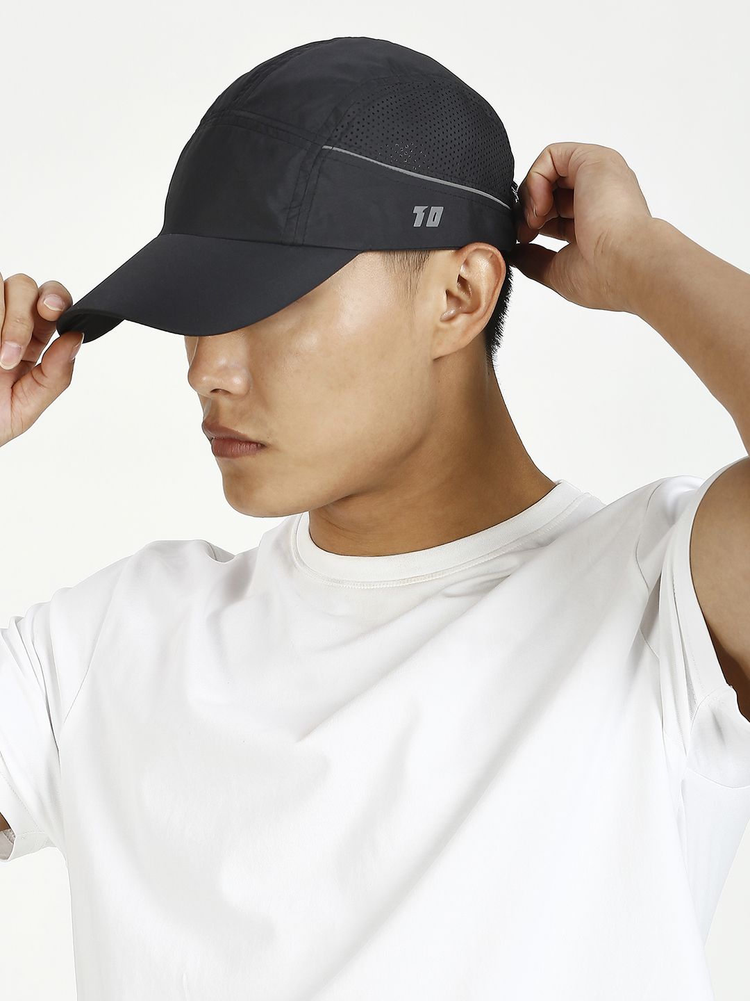 T10 Unisex Black Adjustable Flyer Cap with Velcro Patch (4)