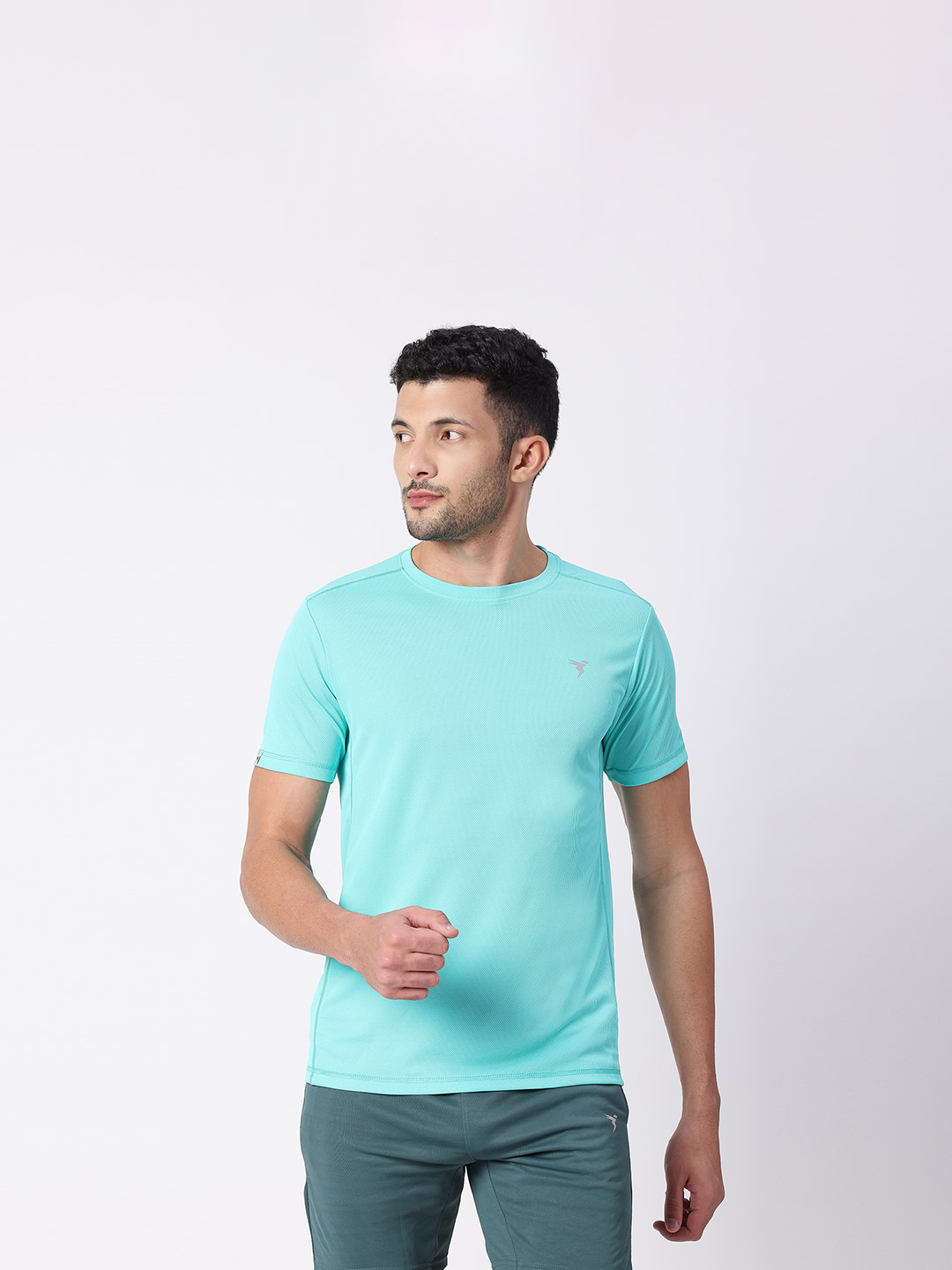 Men Aqua Ocean Solid Round Neck Active Odour-free T-Shirt