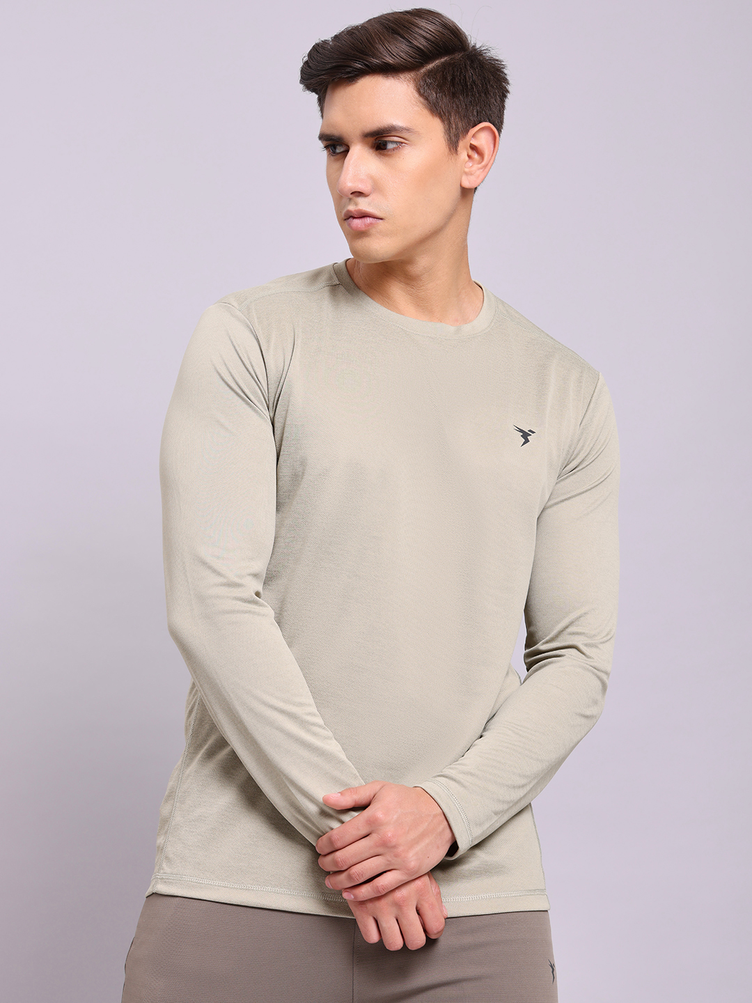 Technosport Men Bay Leaf Melange Round Neck Antimicrobial Slim Fit Sports T-shirt (1)