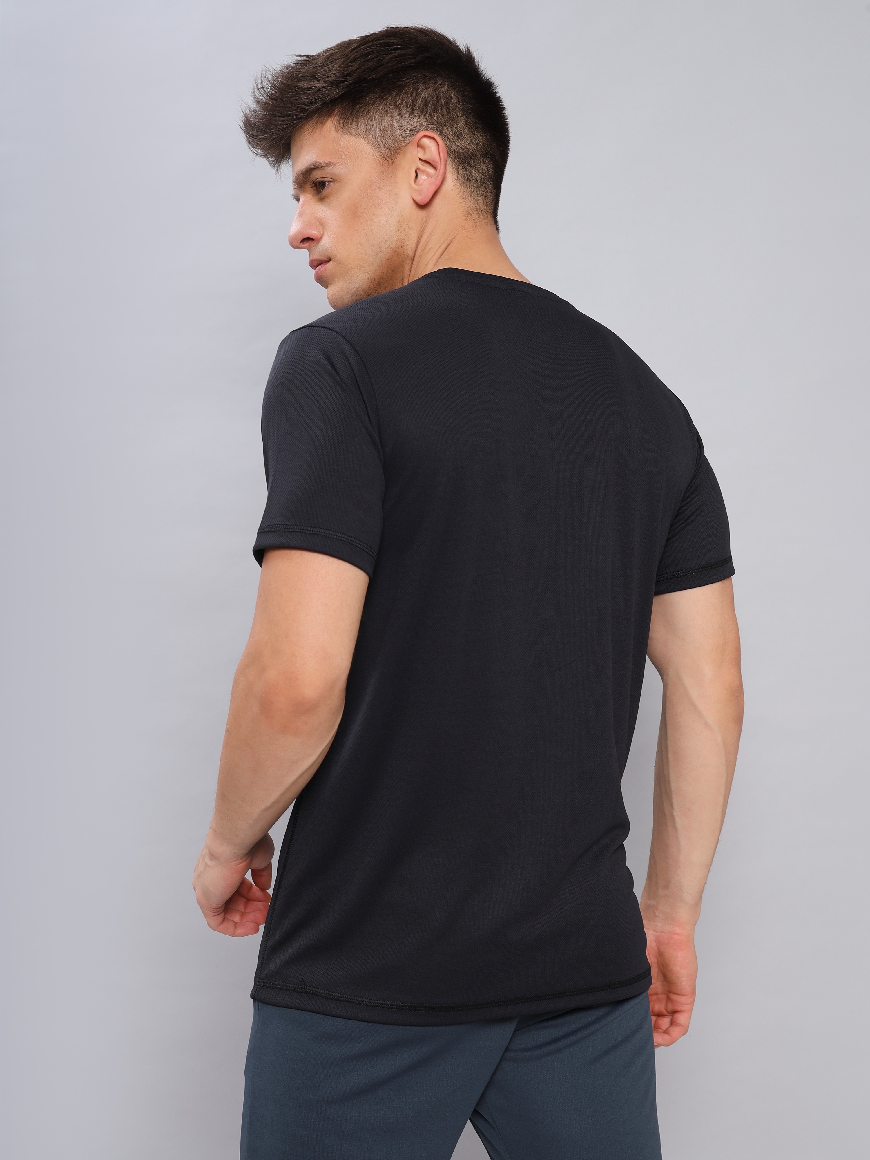 Technosport Men Black and White Polyester Solid T-Shirt - Pack of 2 (3)