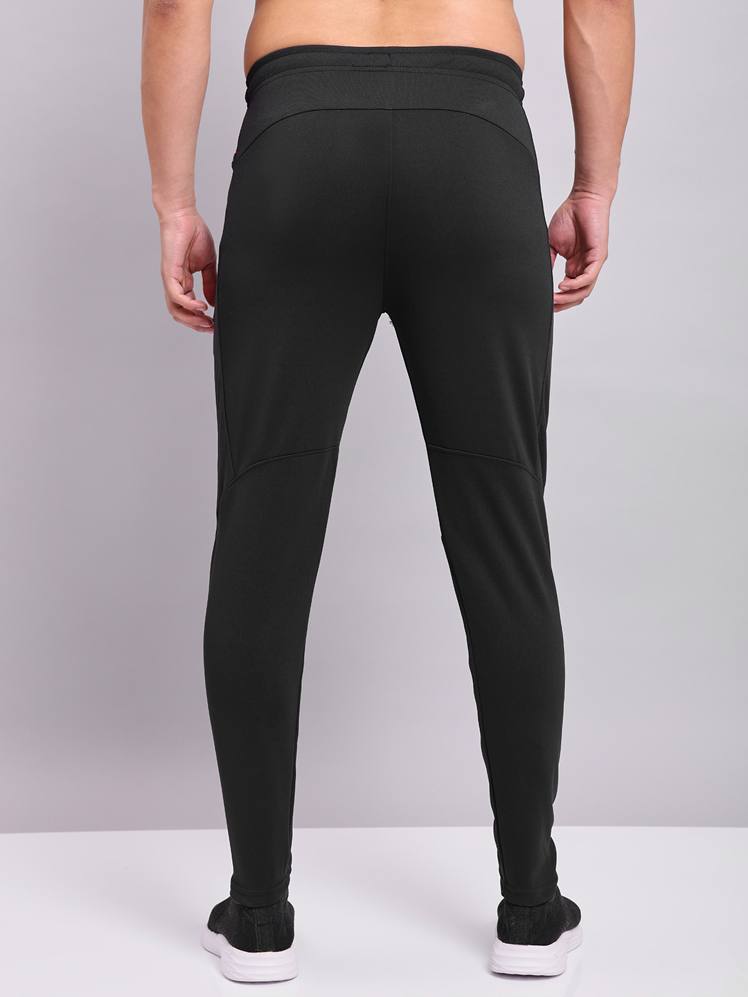 Technosport Men Black Solid Mid-Rise Slim Fit Polyester Training Track Pants (2)