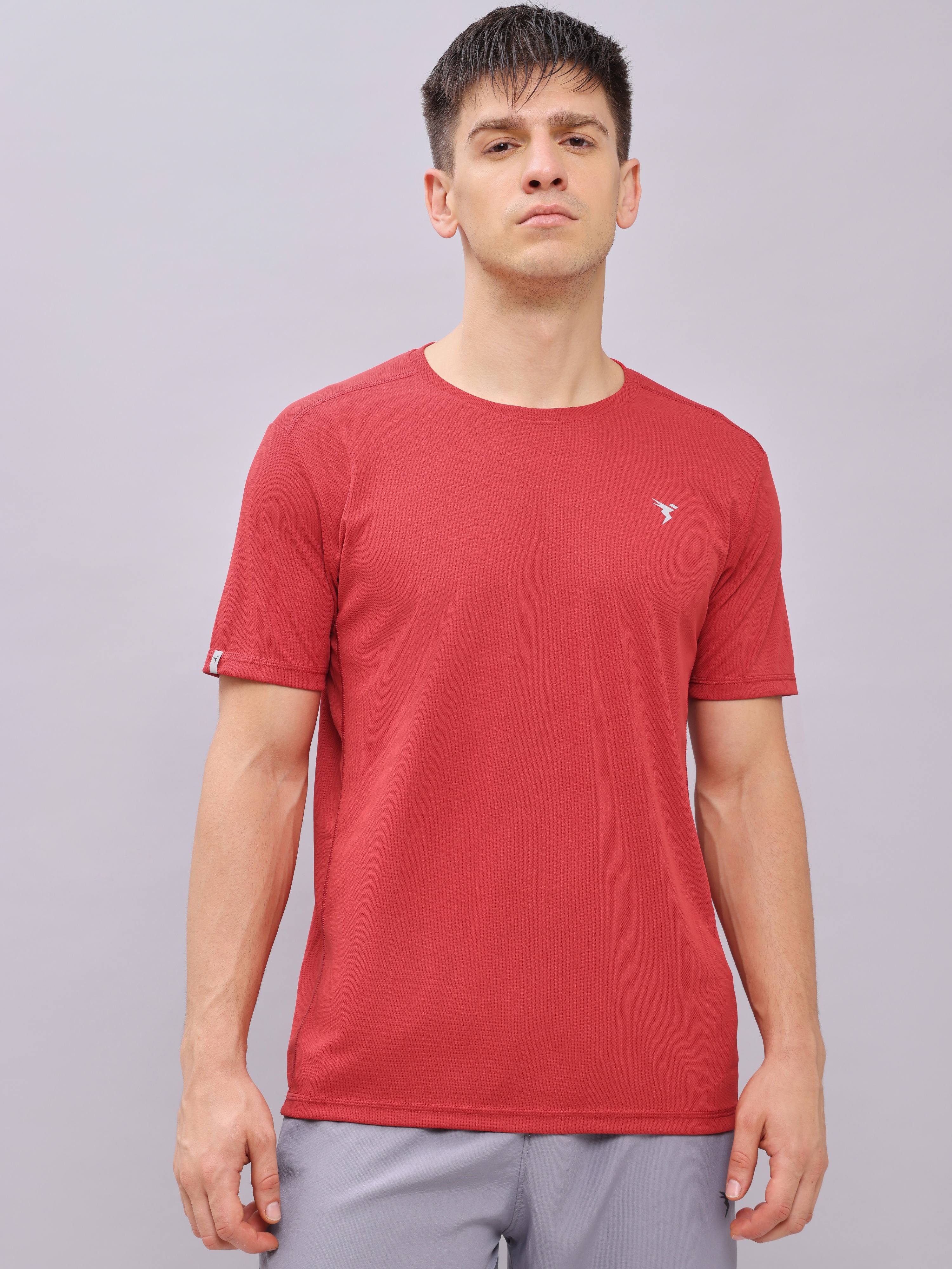 Technosport Men Blue and Red Solid Half Sleeves Round Neck Polyester T-Shirt (Pack of 2) (5)