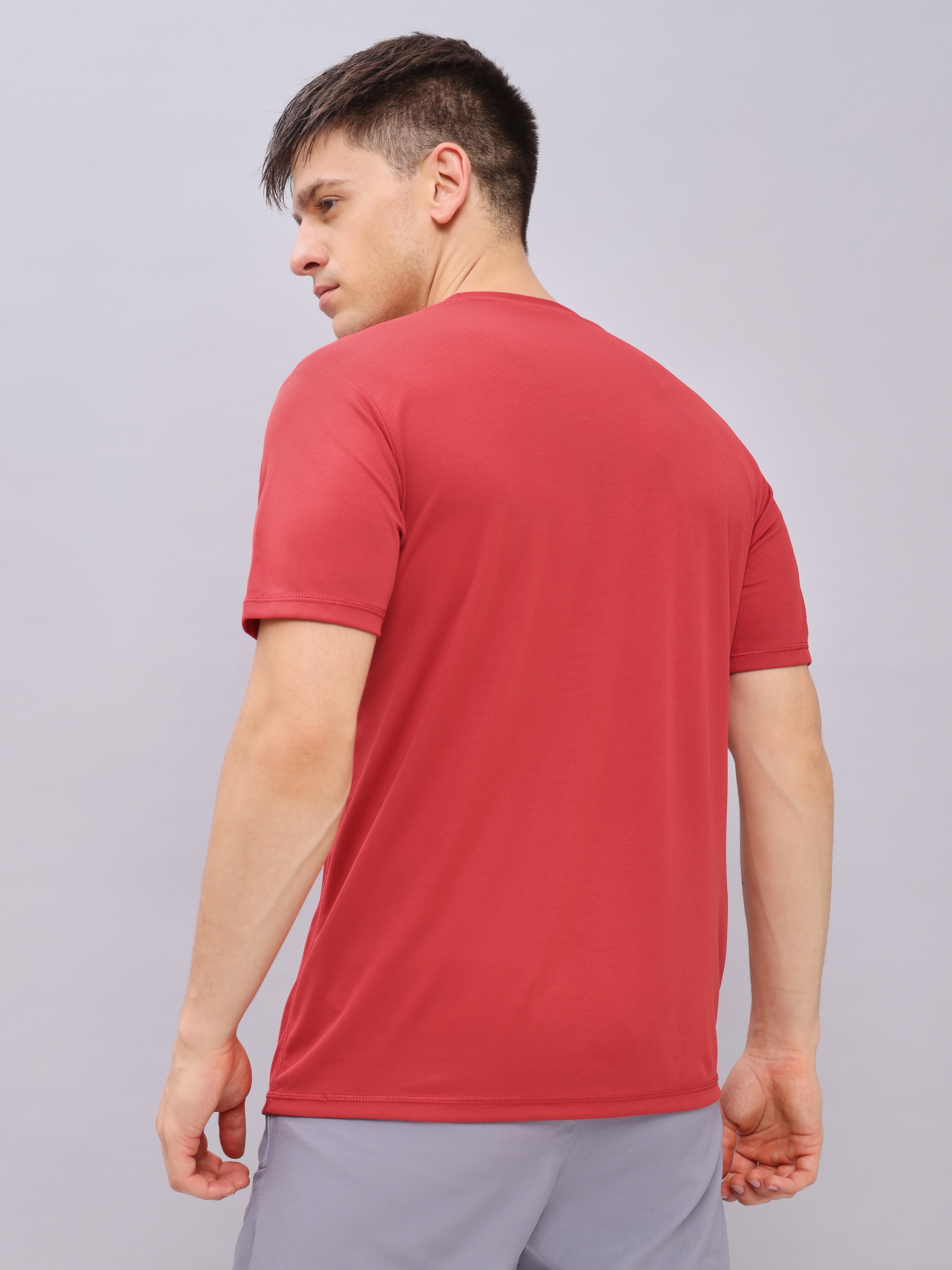 Technosport Men Blue and Red Solid Half Sleeves Round Neck Polyester T-Shirt (Pack of 2) (6)