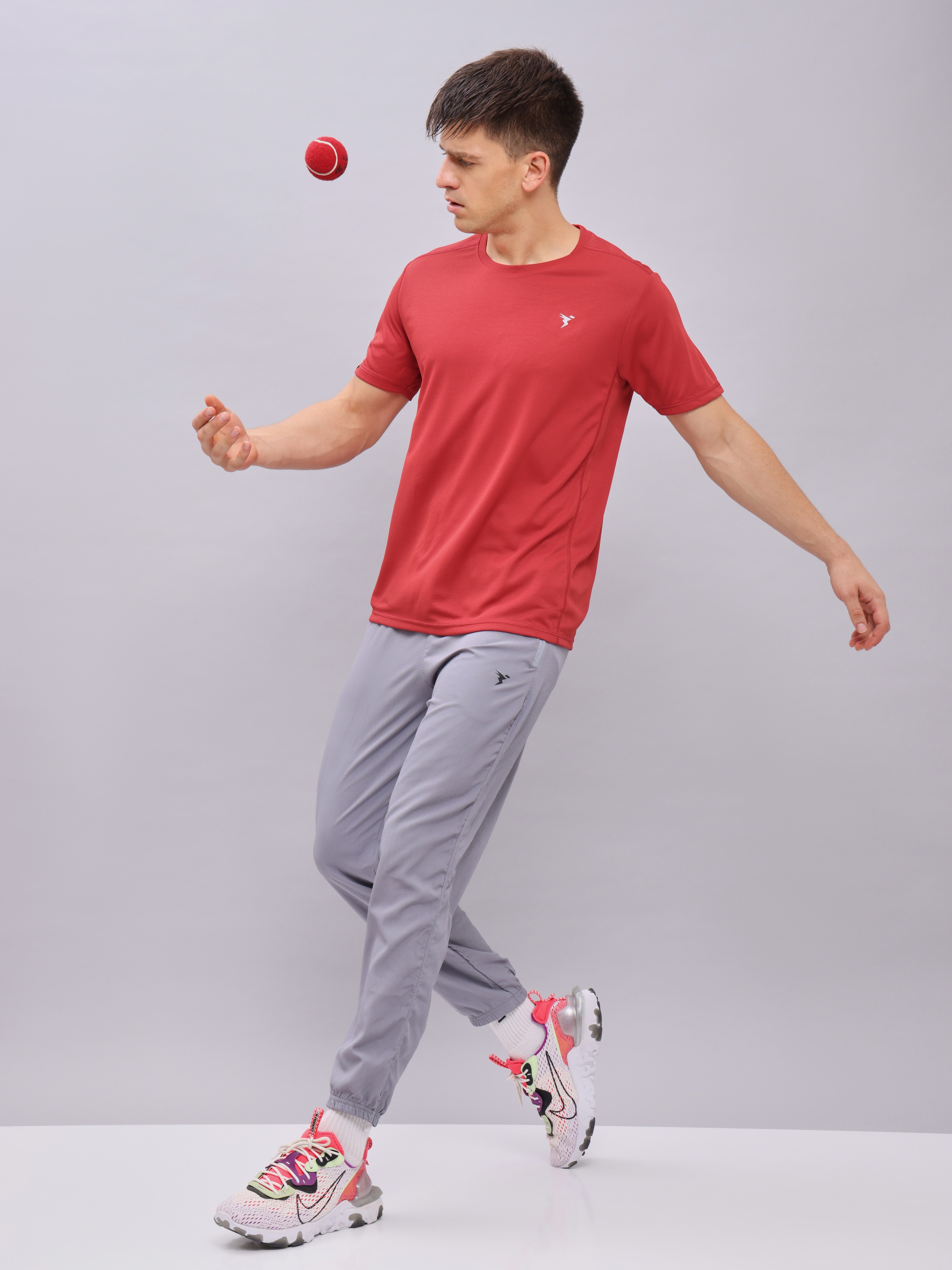 Technosport Men Blue and Red Solid Half Sleeves Round Neck Polyester T-Shirt (Pack of 2) (7)