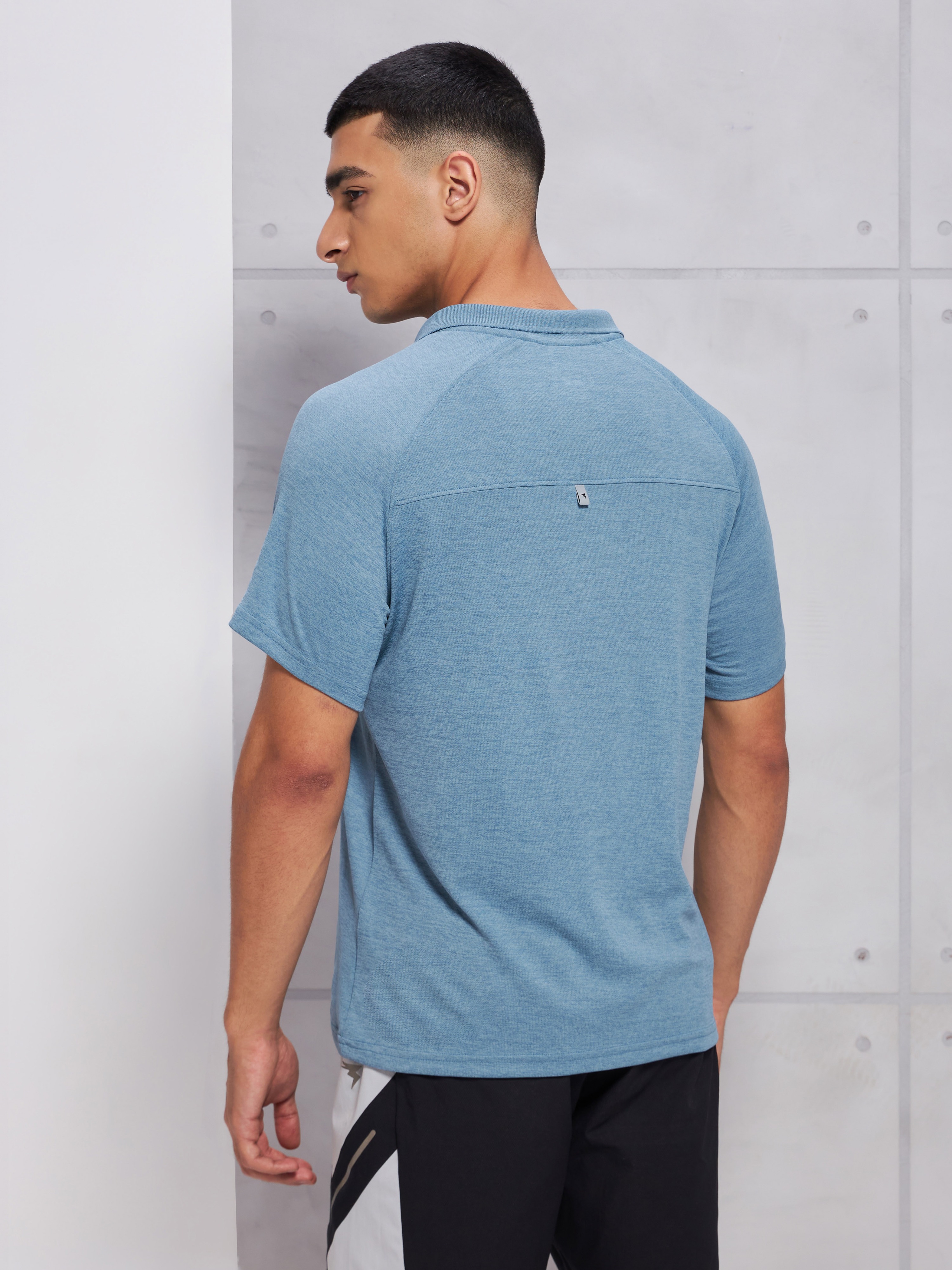 Technosport Men Blue Polo Collar Half Sleeves Polyester Slim Fit T-Shirt (2)