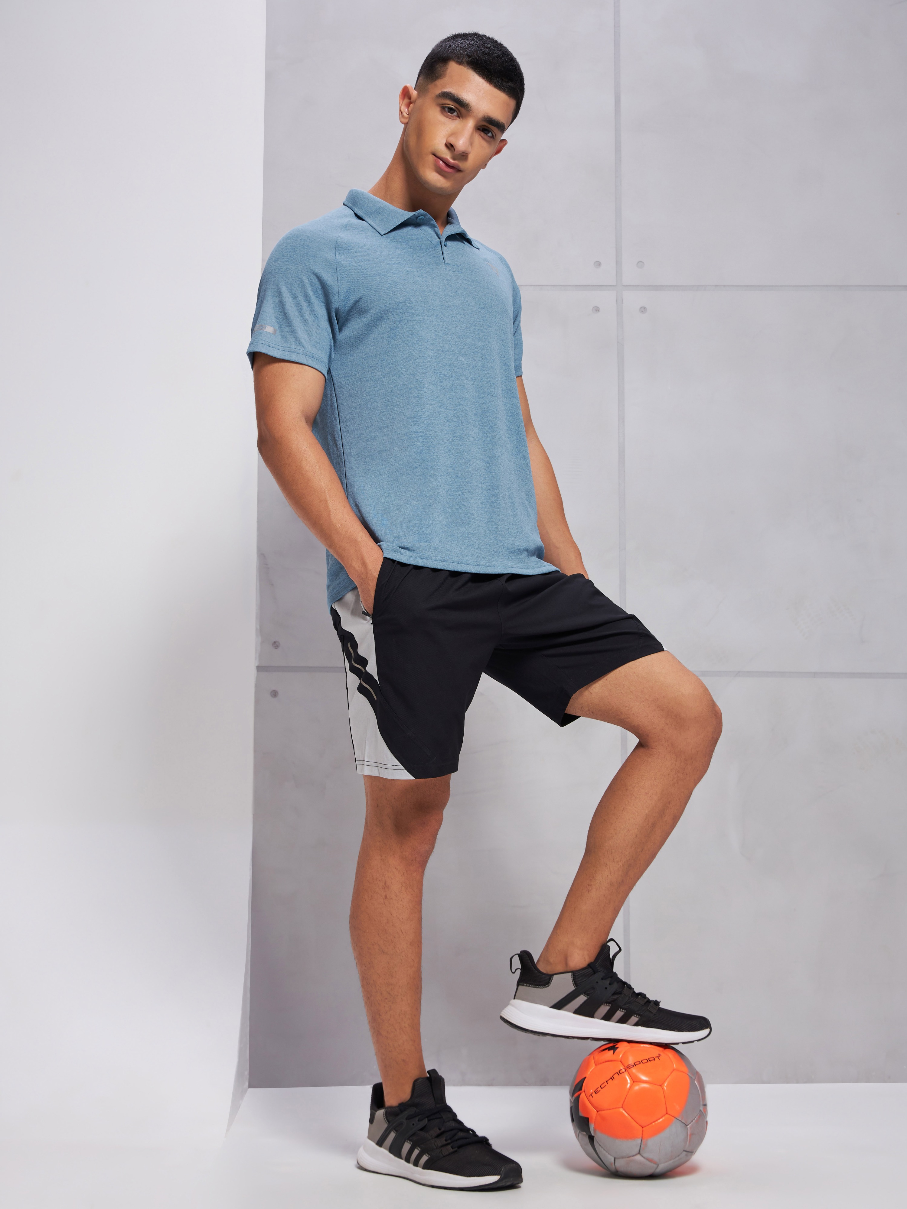 Technosport Men Blue Polo Collar Half Sleeves Polyester Slim Fit T-Shirt (6)
