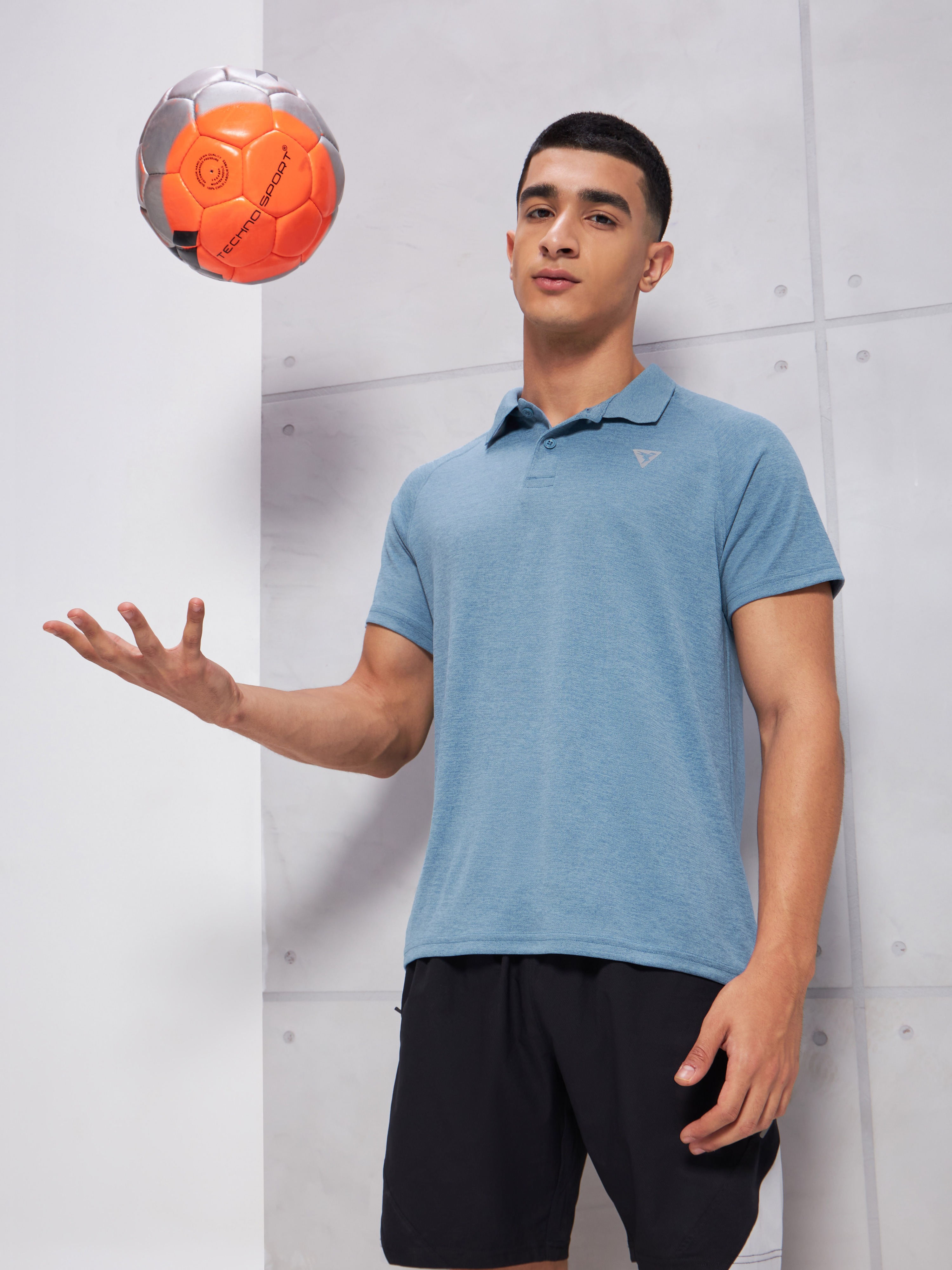 Technosport Men Blue Polo Collar Half Sleeves Polyester Slim Fit T-Shirt (7)