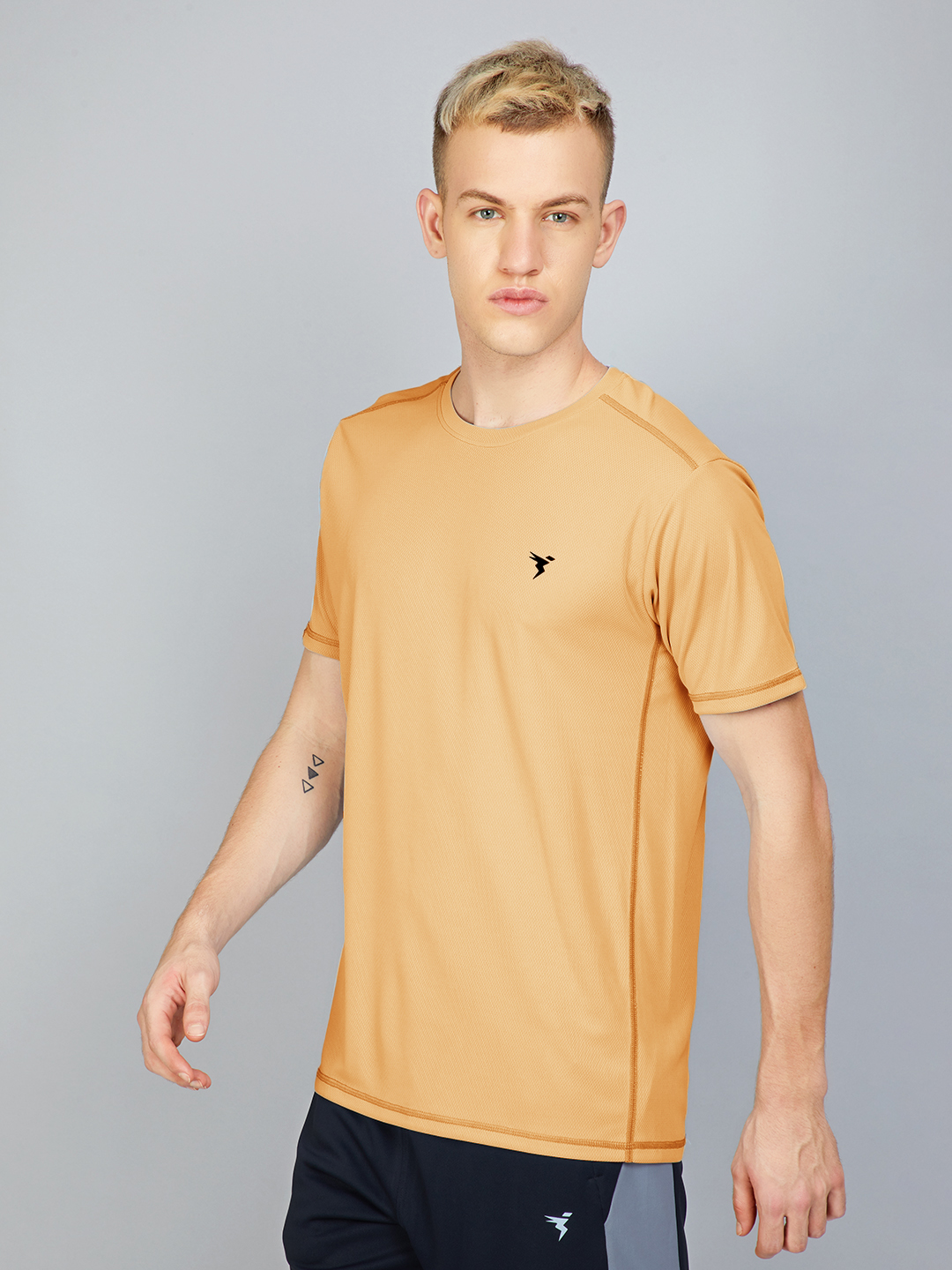 Technosport Men Clay Knitted active odour-free Crewneck Half Sleeve Solid T-Shirt (3)