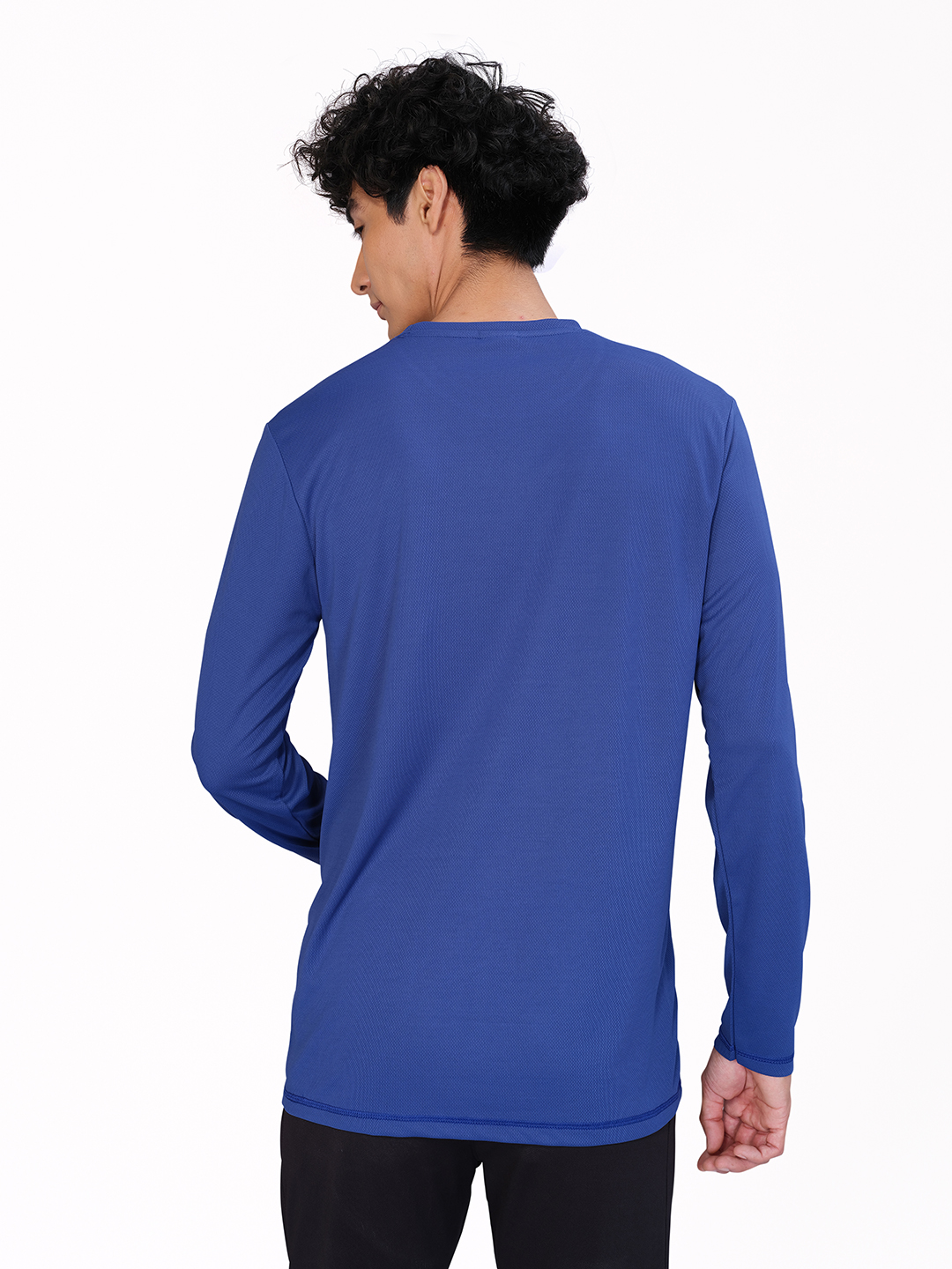 Technosport Men Cobalt Blue Crew Neck Solid Full Sleeves T-Shirts (2)