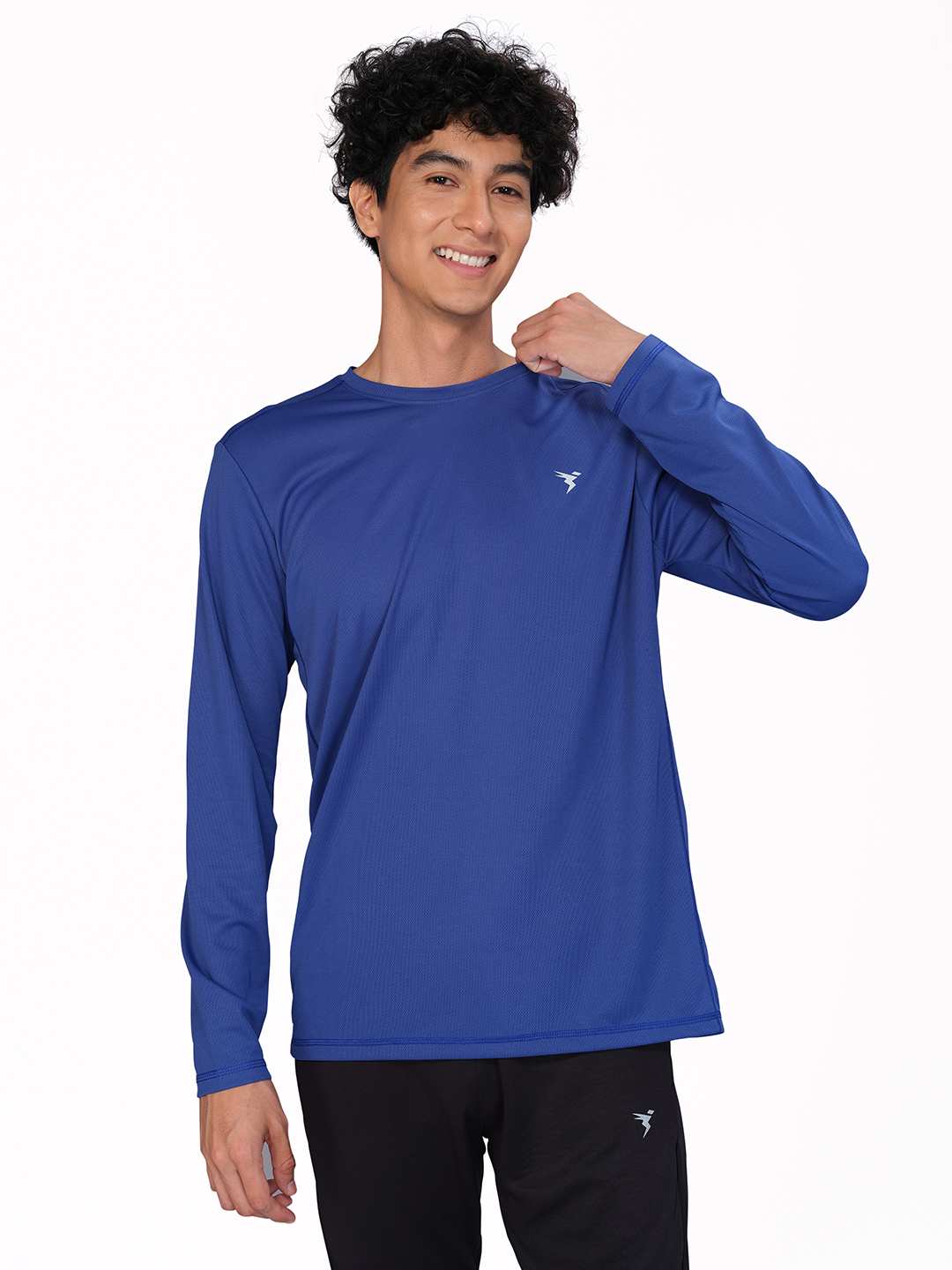 Technosport Men Cobalt Blue Crew Neck Solid Full Sleeves T-Shirts (3)