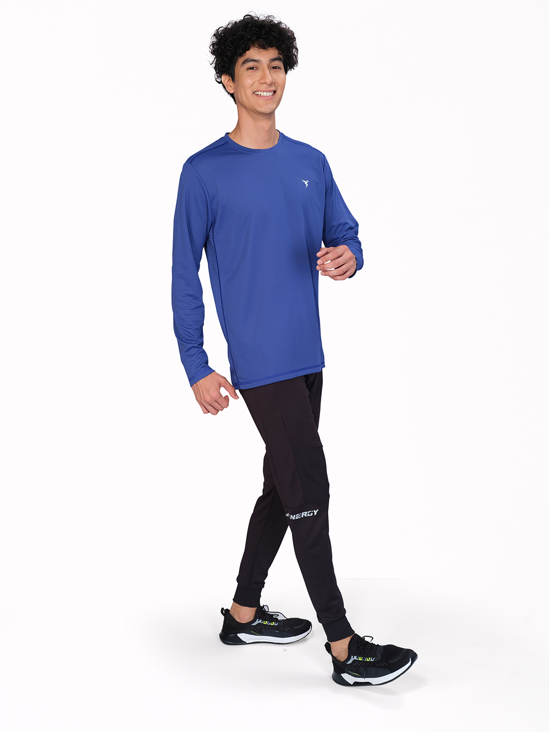 Technosport Men Cobalt Blue Crew Neck Solid Full Sleeves T-Shirts (5)