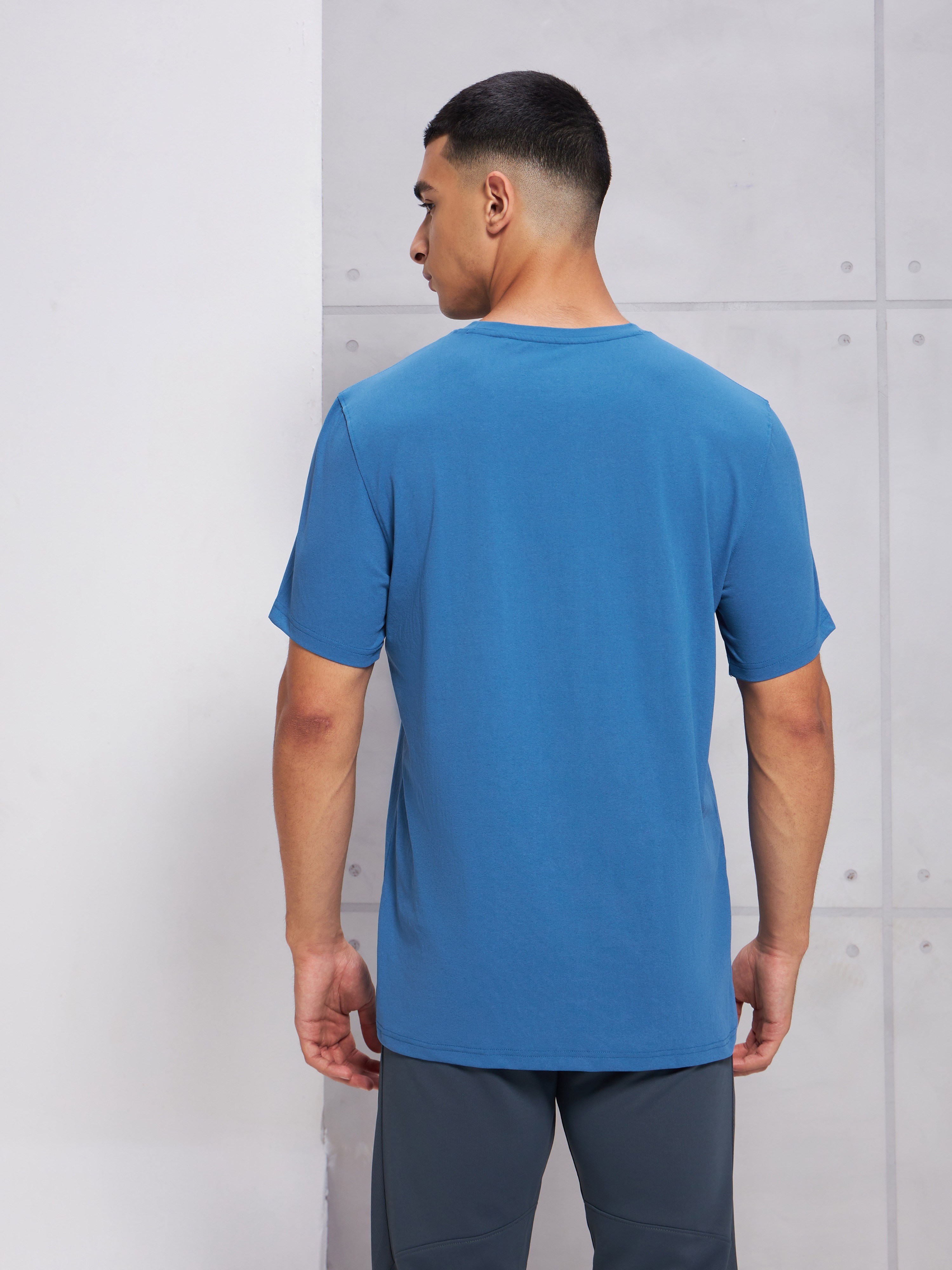 Technosport Men Crew Neck Half Sleeve Round Neck Polyester Cotflex Blue T-Shirt (3)