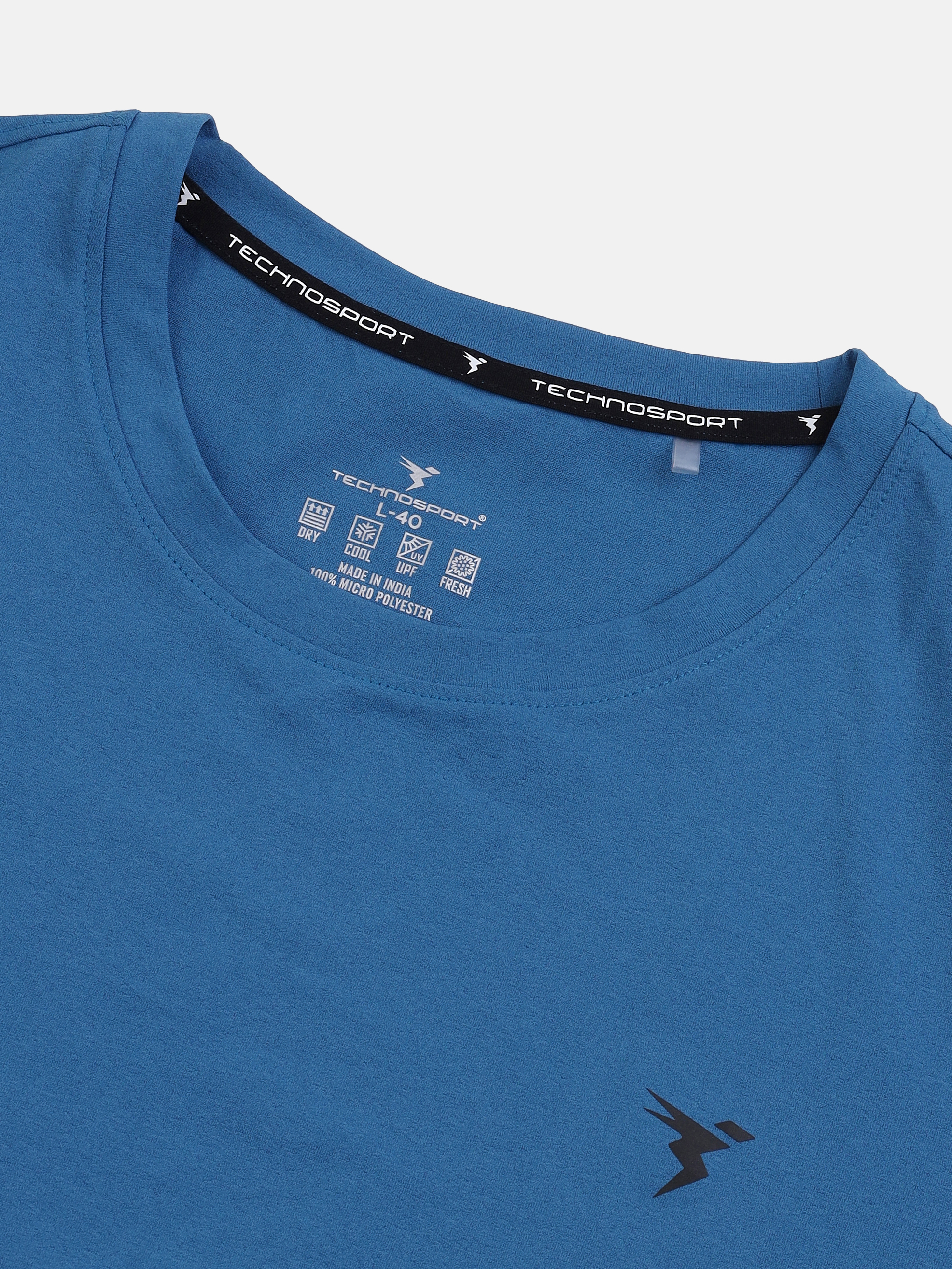 Technosport Men Crew Neck Half Sleeve Round Neck Polyester Cotflex Blue T-Shirt (7)
