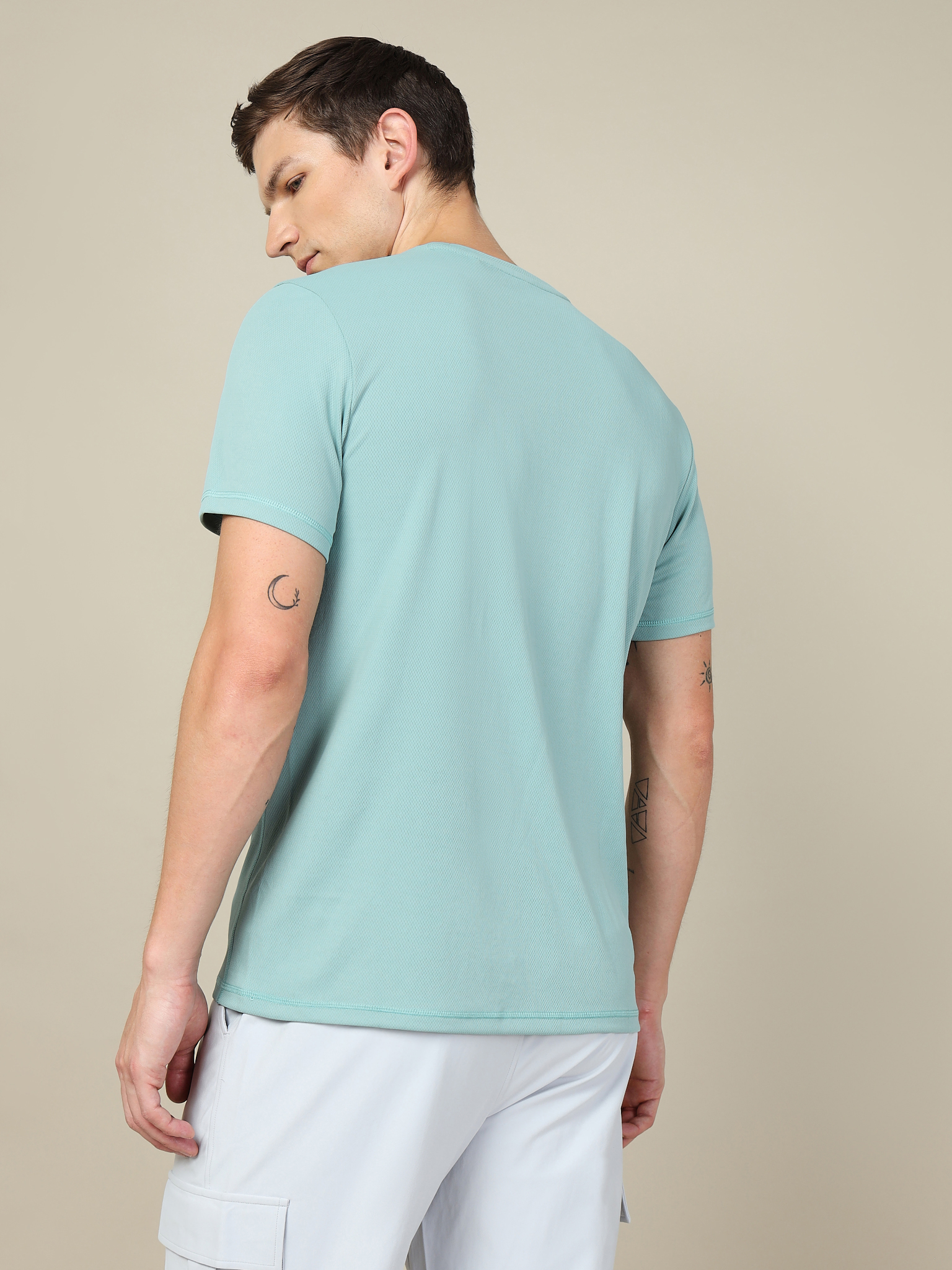 Technosport Men Crew Neck Half Sleeve Round Neck Polyester Cotflex Green T-Shirt (3)