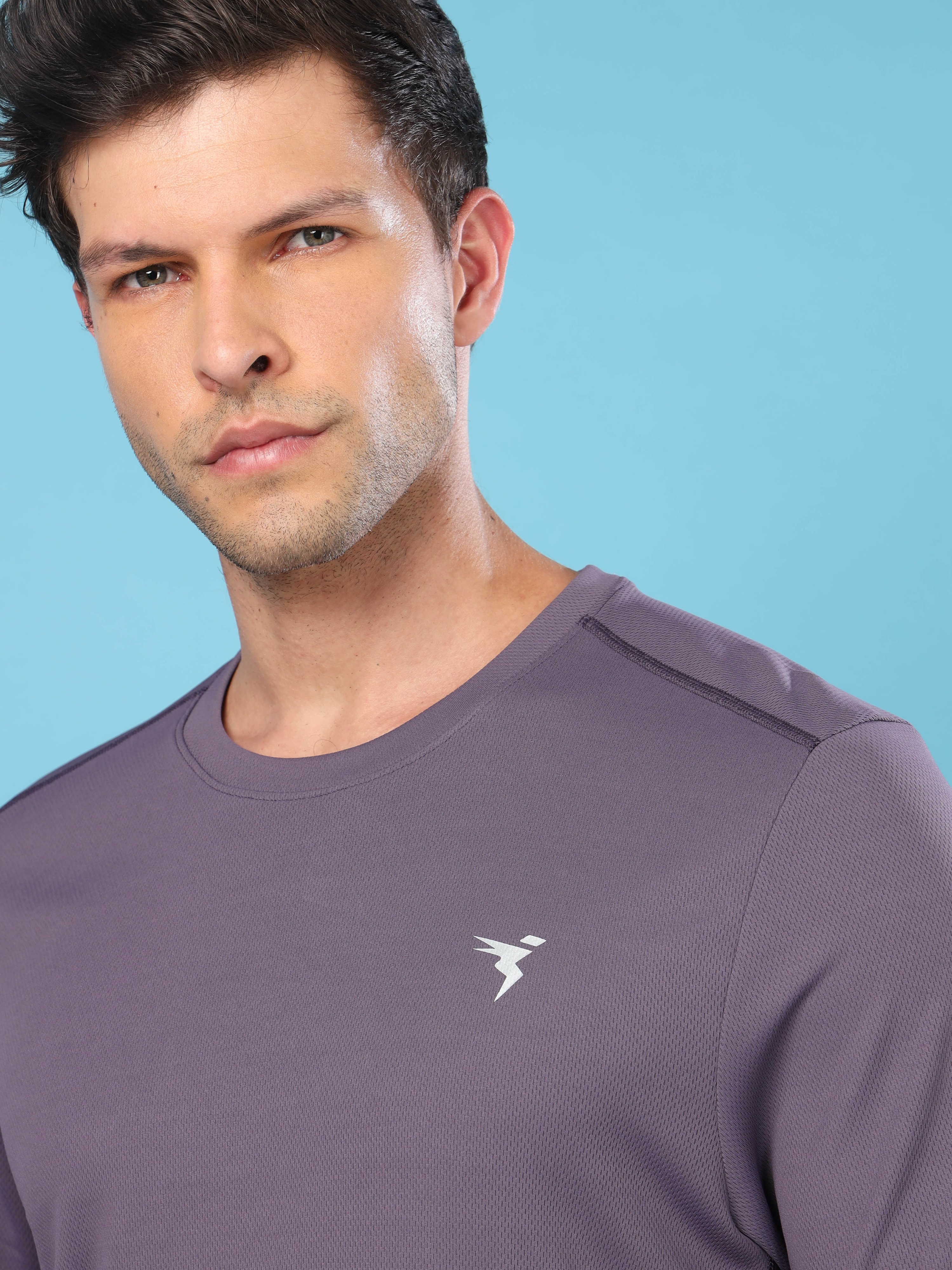 Technosport Men Crew Neck Half Sleeve Round Neck Polyester Cotflex Violet T-Shirt (2)