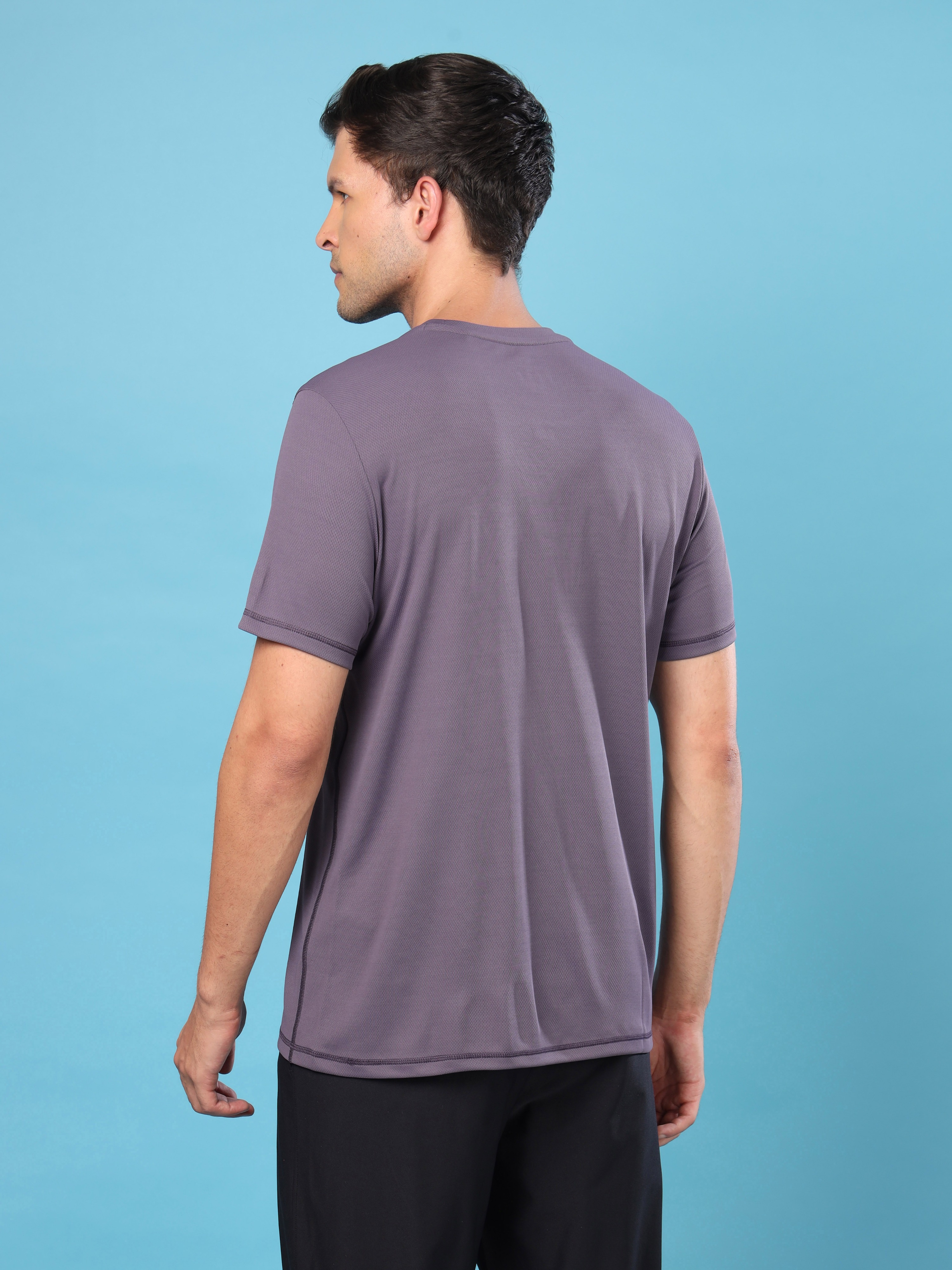 Technosport Men Crew Neck Half Sleeve Round Neck Polyester Cotflex Violet T-Shirt (3)