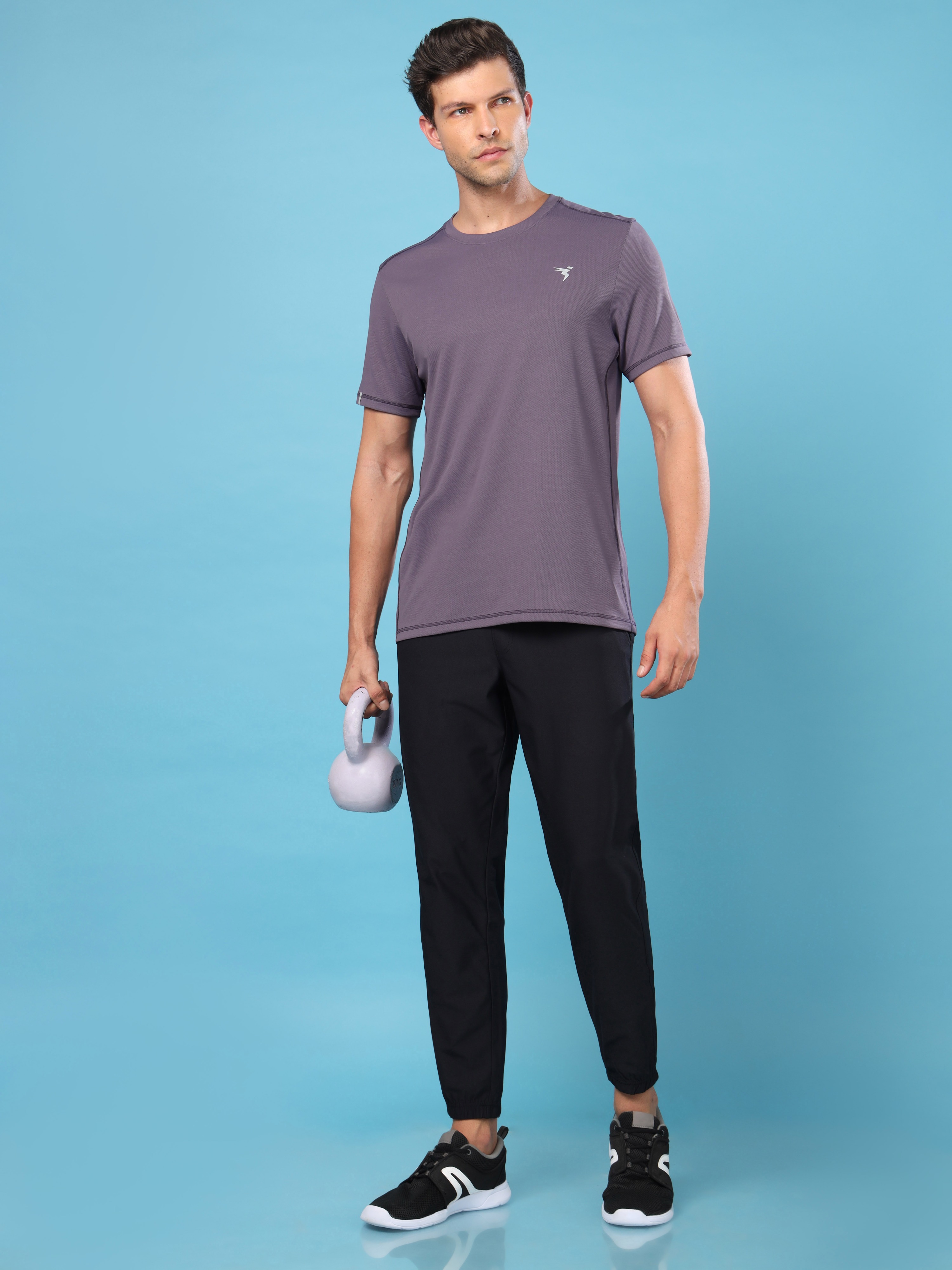 Technosport Men Crew Neck Half Sleeve Round Neck Polyester Cotflex Violet T-Shirt (4)