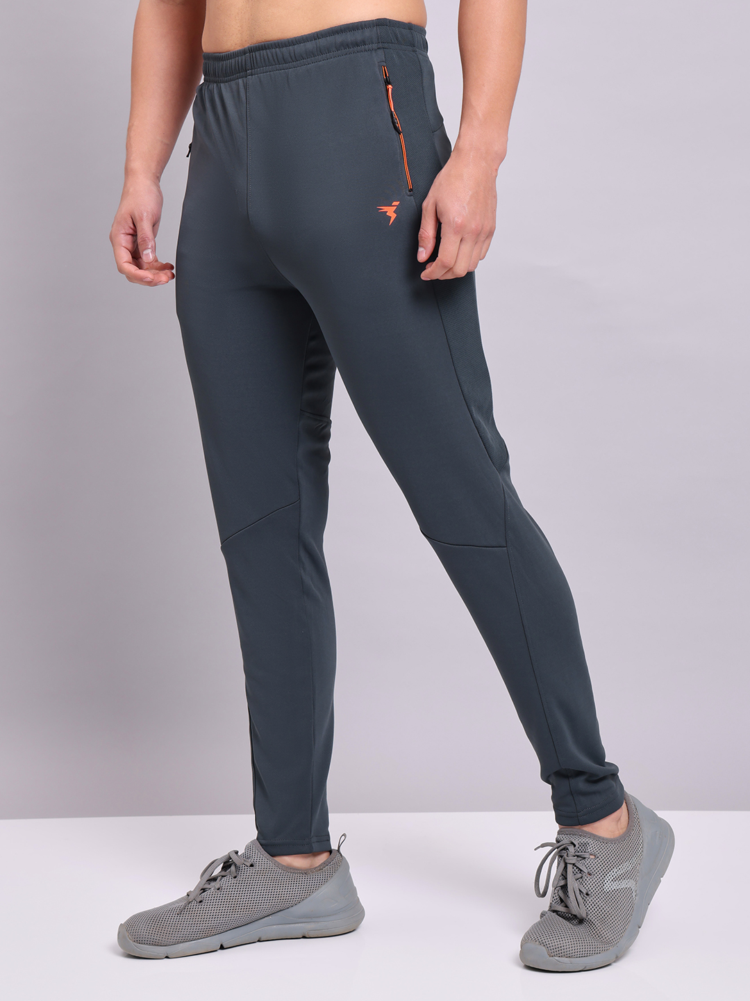 Technosport Men Dark Carbon  Solid Trackpant