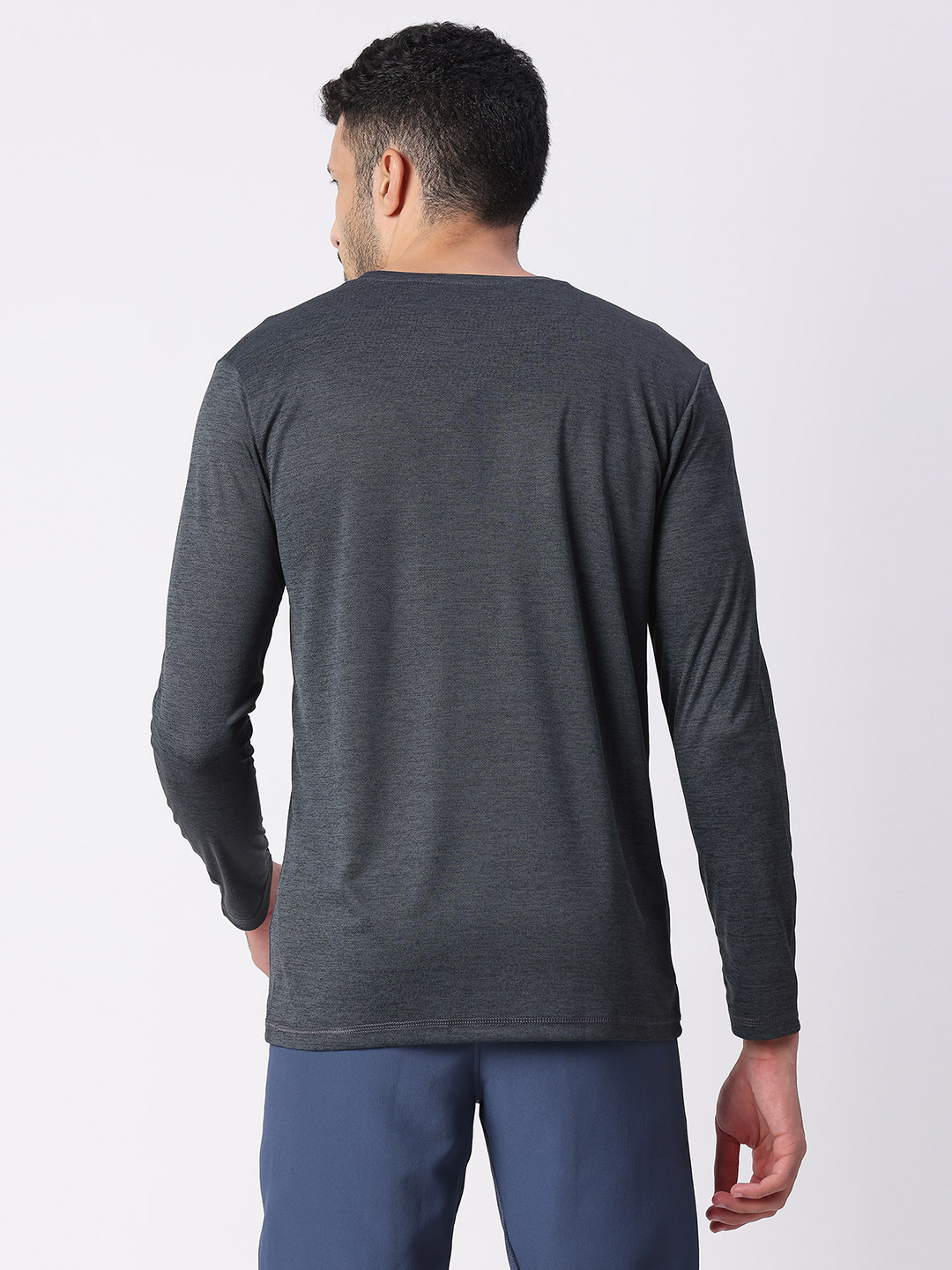 Technosport Men Dark Carbon Melange Dyed Round Neck Active Odour-free T-Shirt (1)
