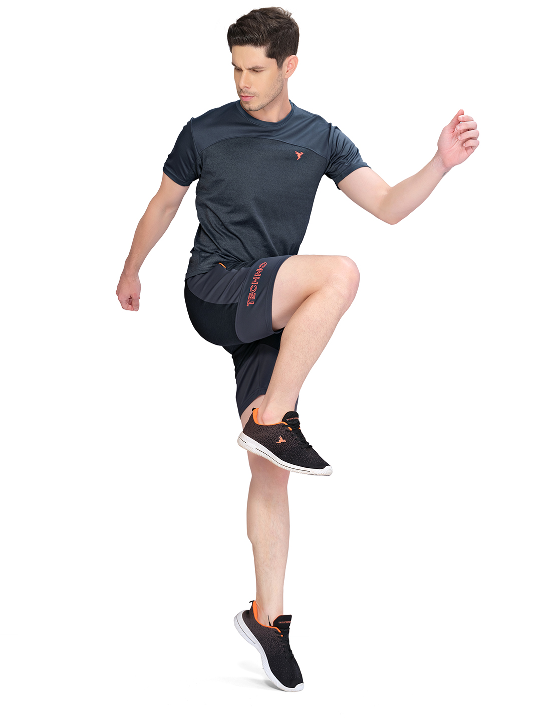 Technosport Men Dark Carbon Melange Shorts (5)